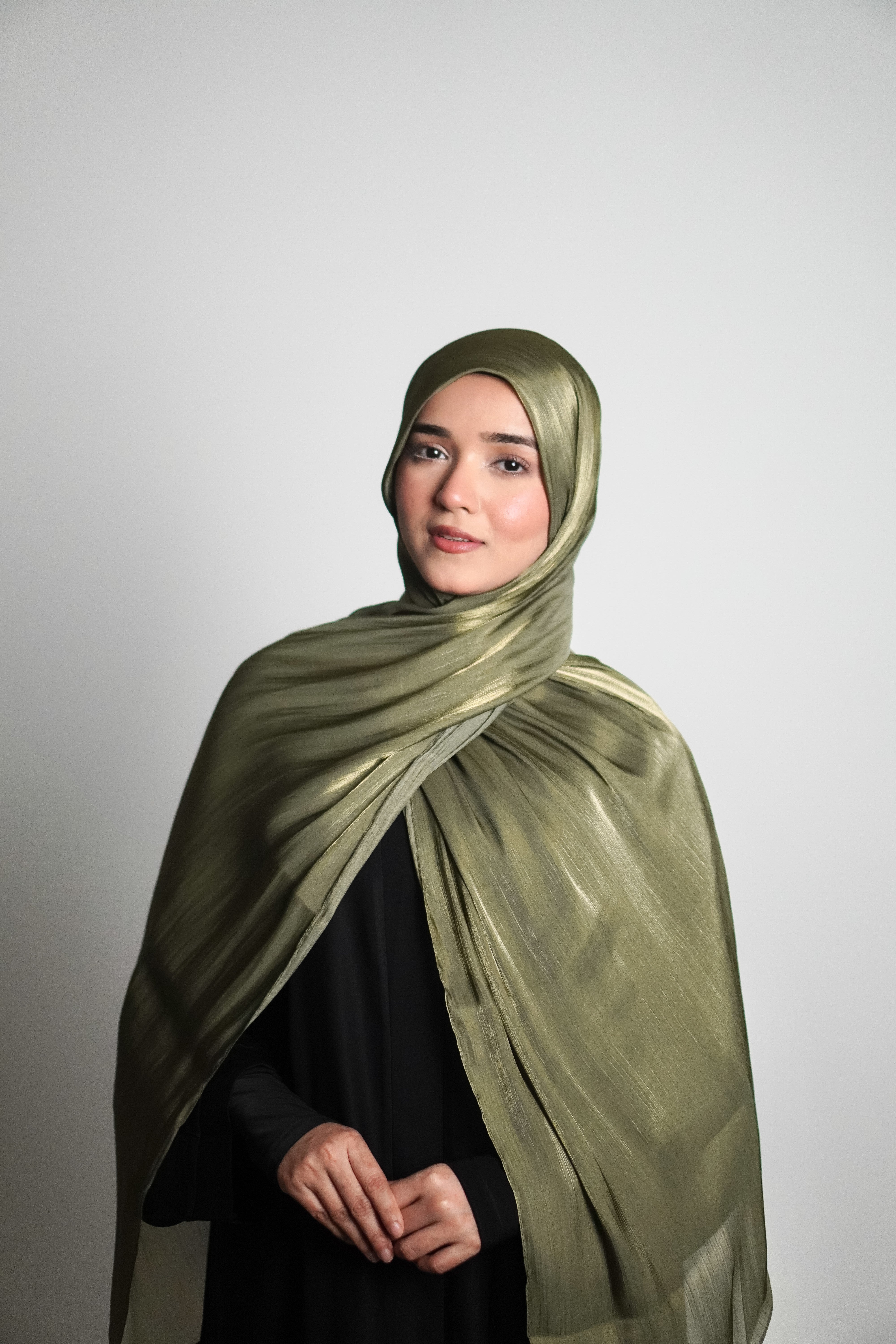 Premium Organza Hijab - Olive Green