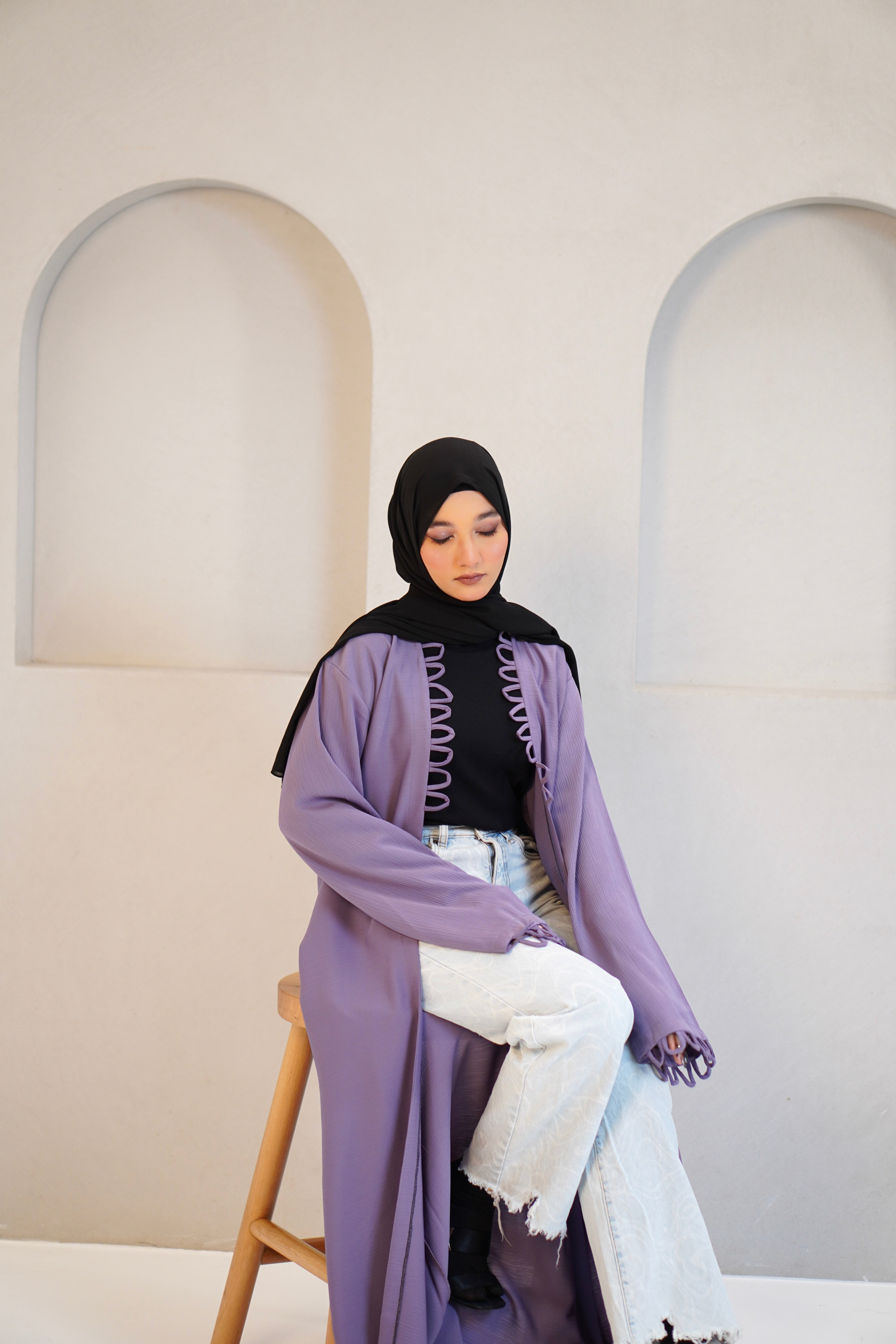 Tie Knot Shrug Abayah - Lavender