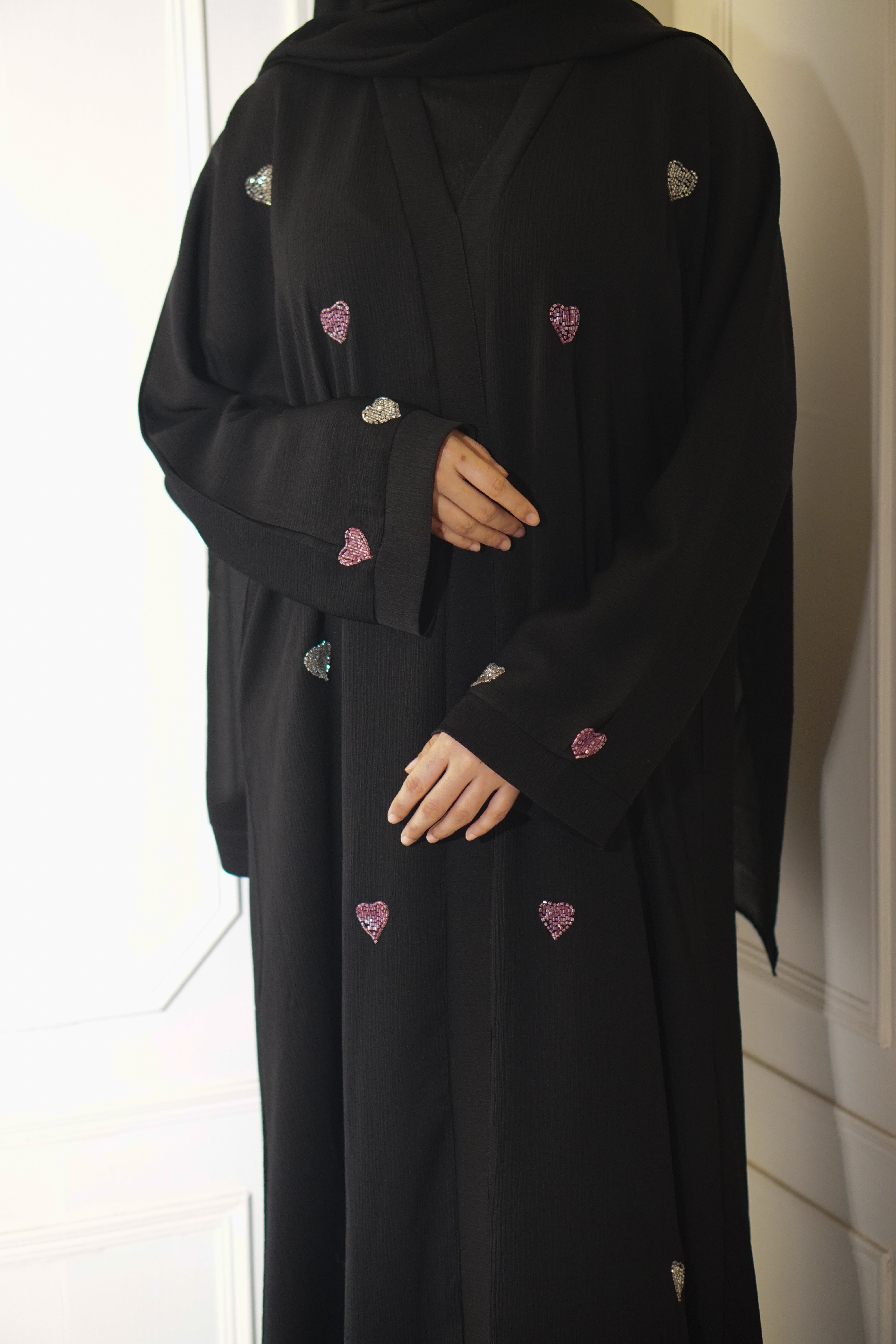 Qalbi Abayah - Pink & Silver