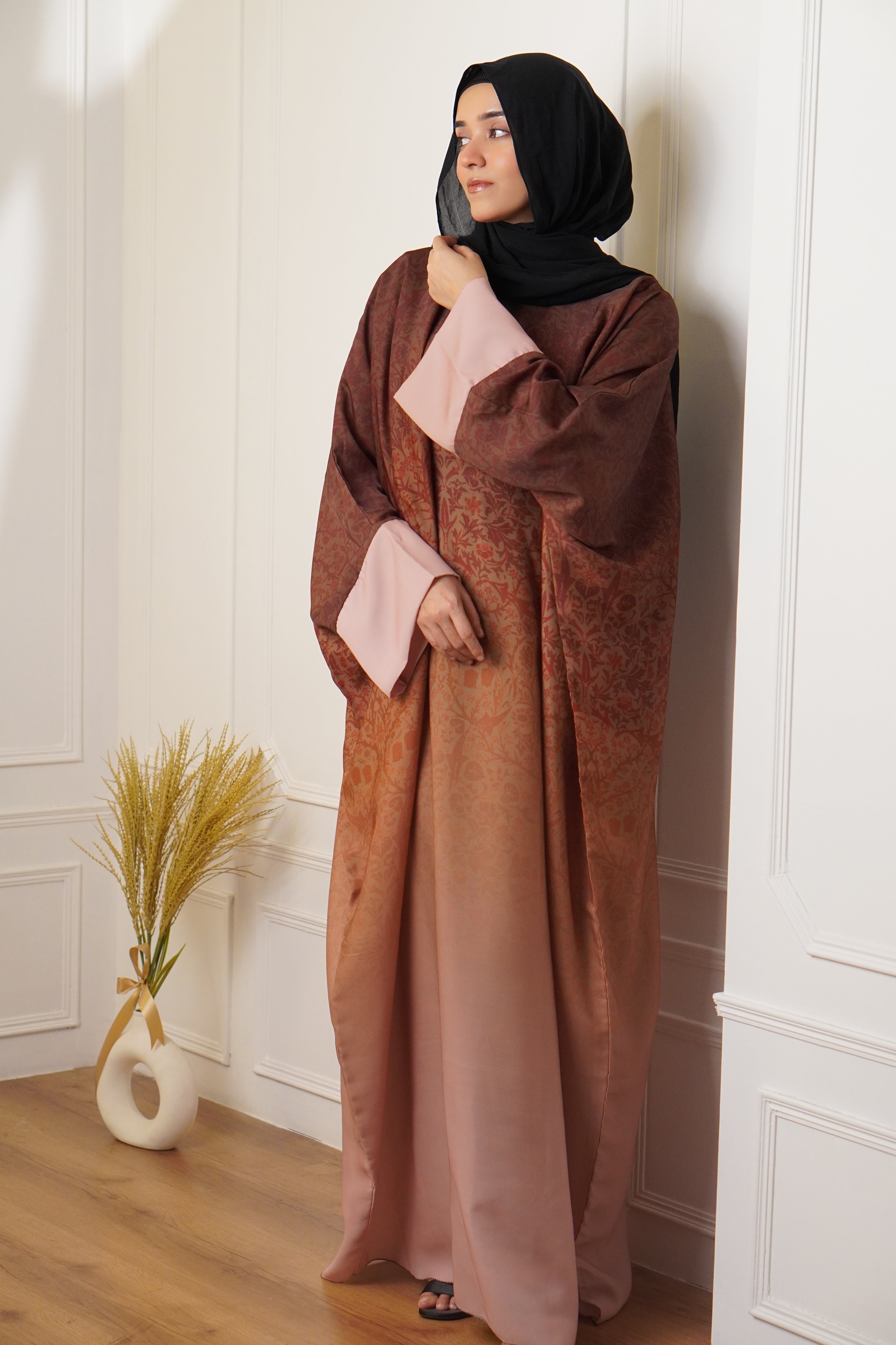 OMBRE PRINTED ABAYAH - BURNT ORANGE