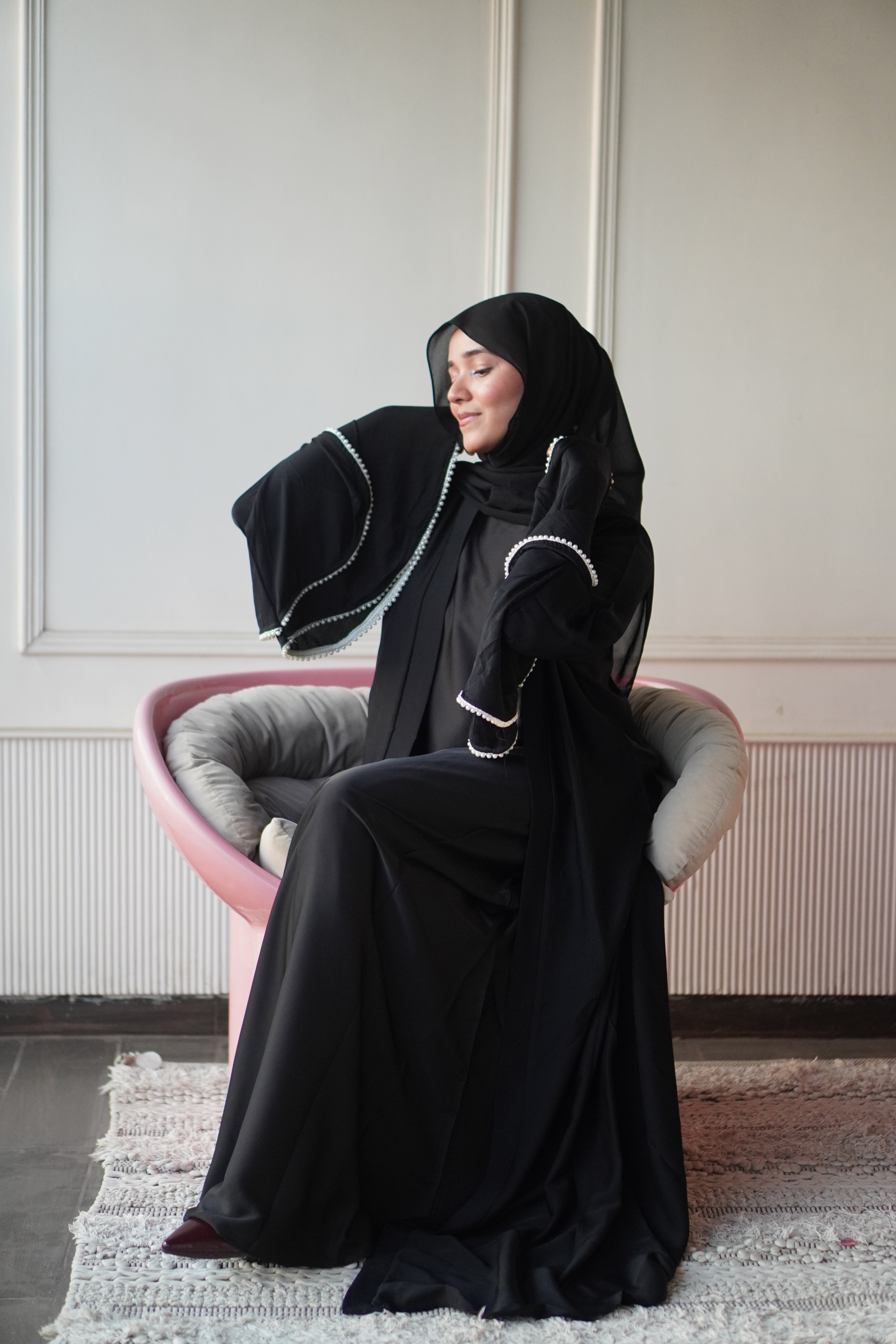 Bell Sleeves Pearl Abayah