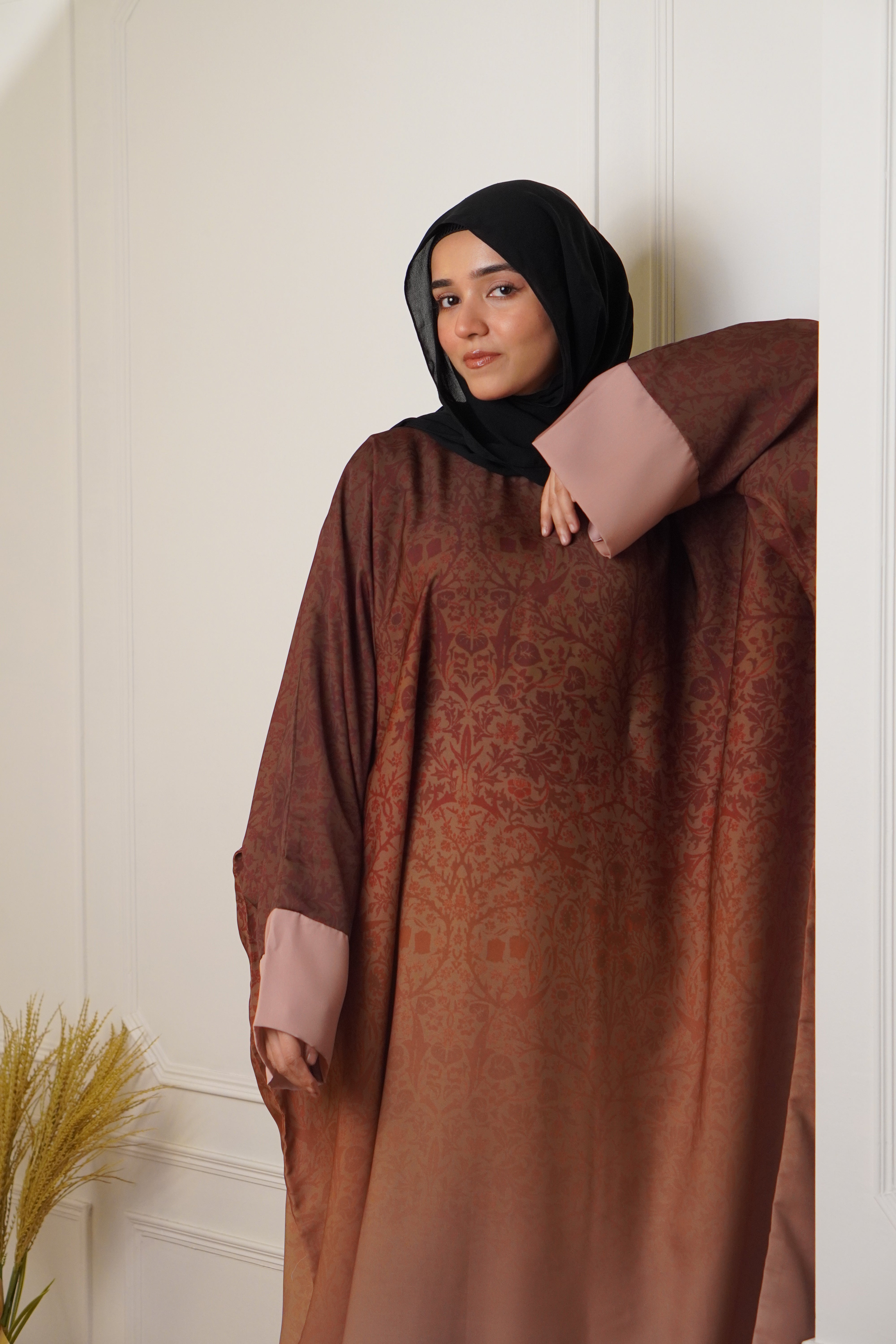OMBRE PRINTED ABAYAH - BURNT ORANGE
