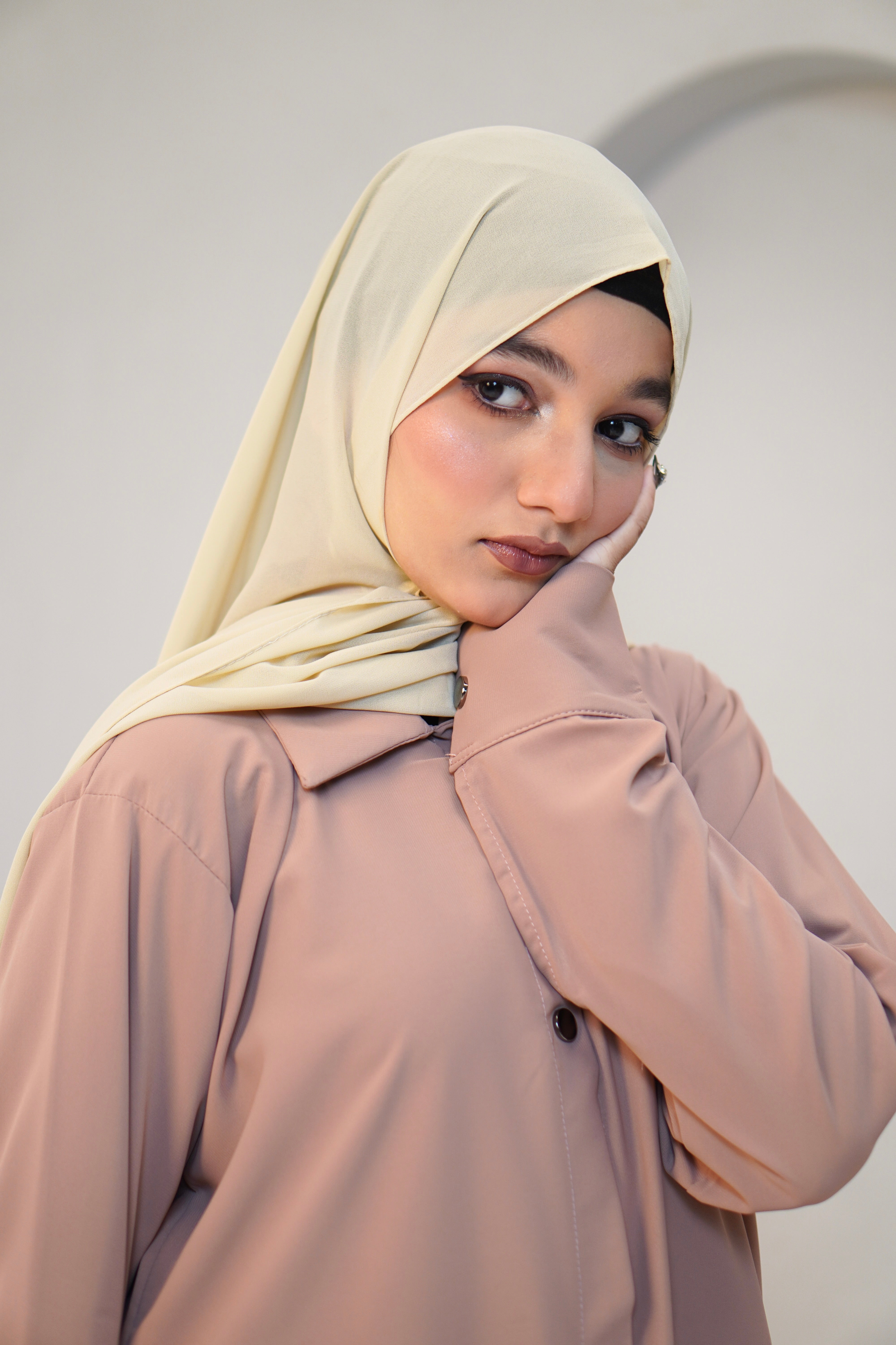 Modest Shirt Dress - Blush Pink