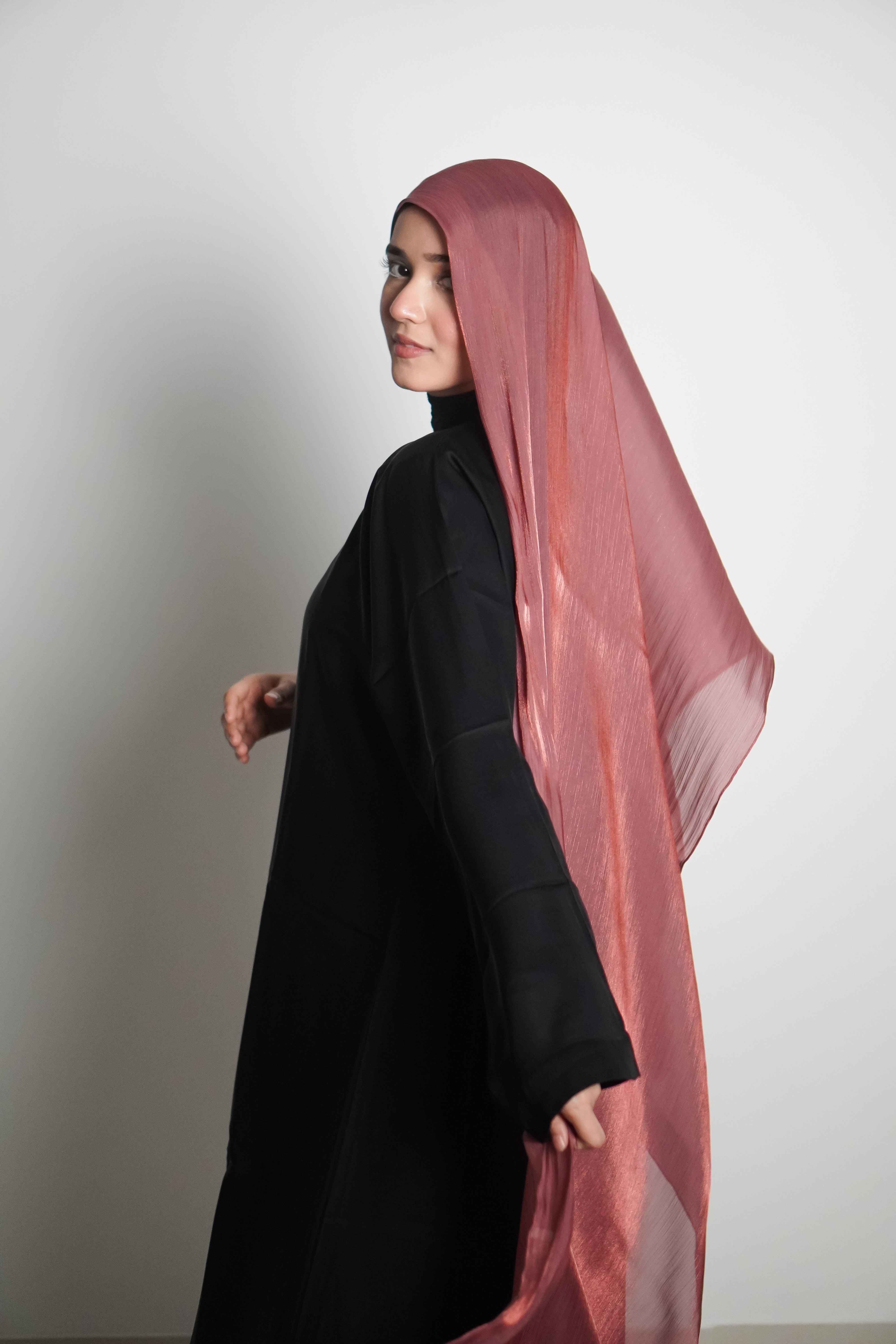 Premium Organza Hijab - Turkish Rose