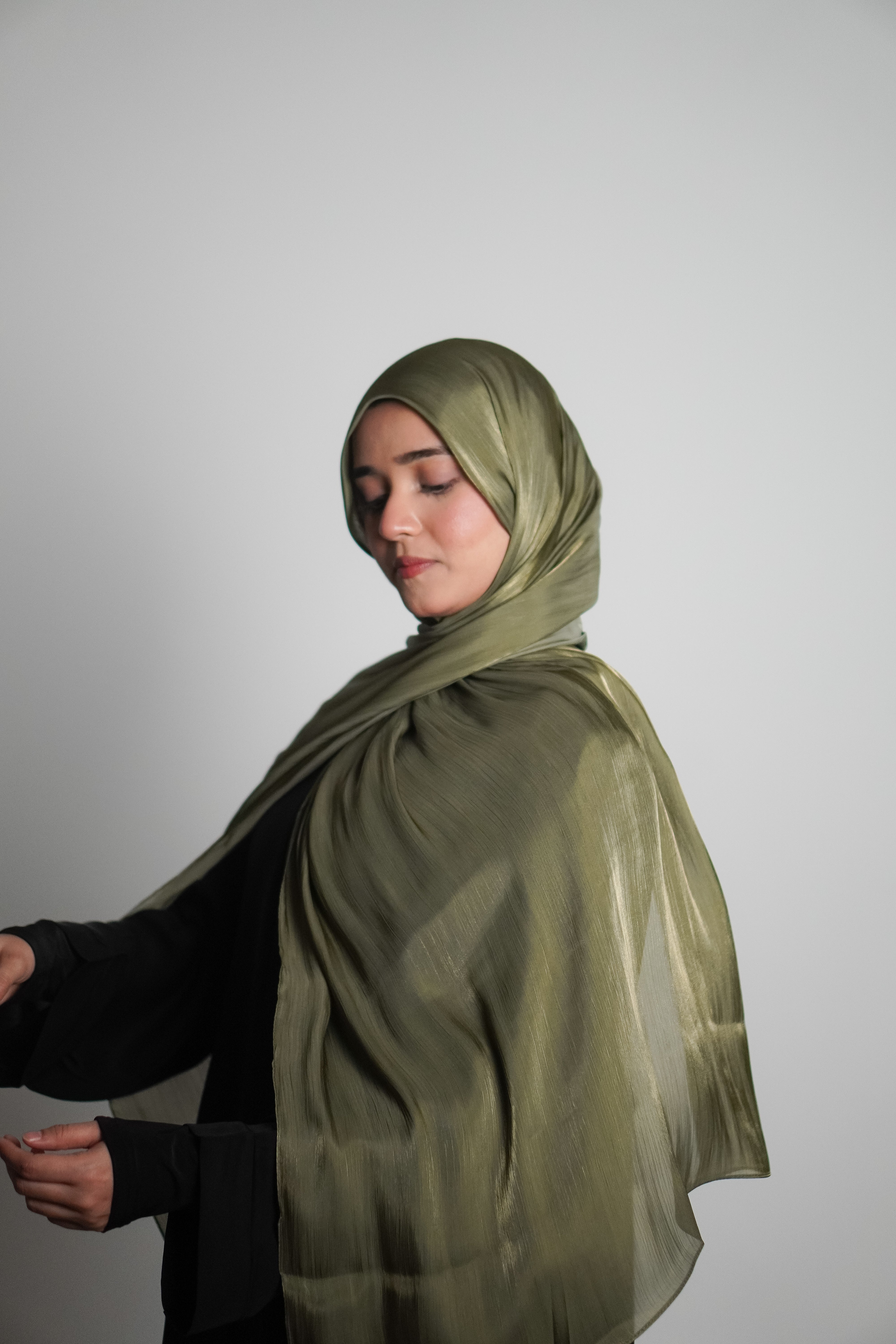 Premium Organza Hijab - Olive Green