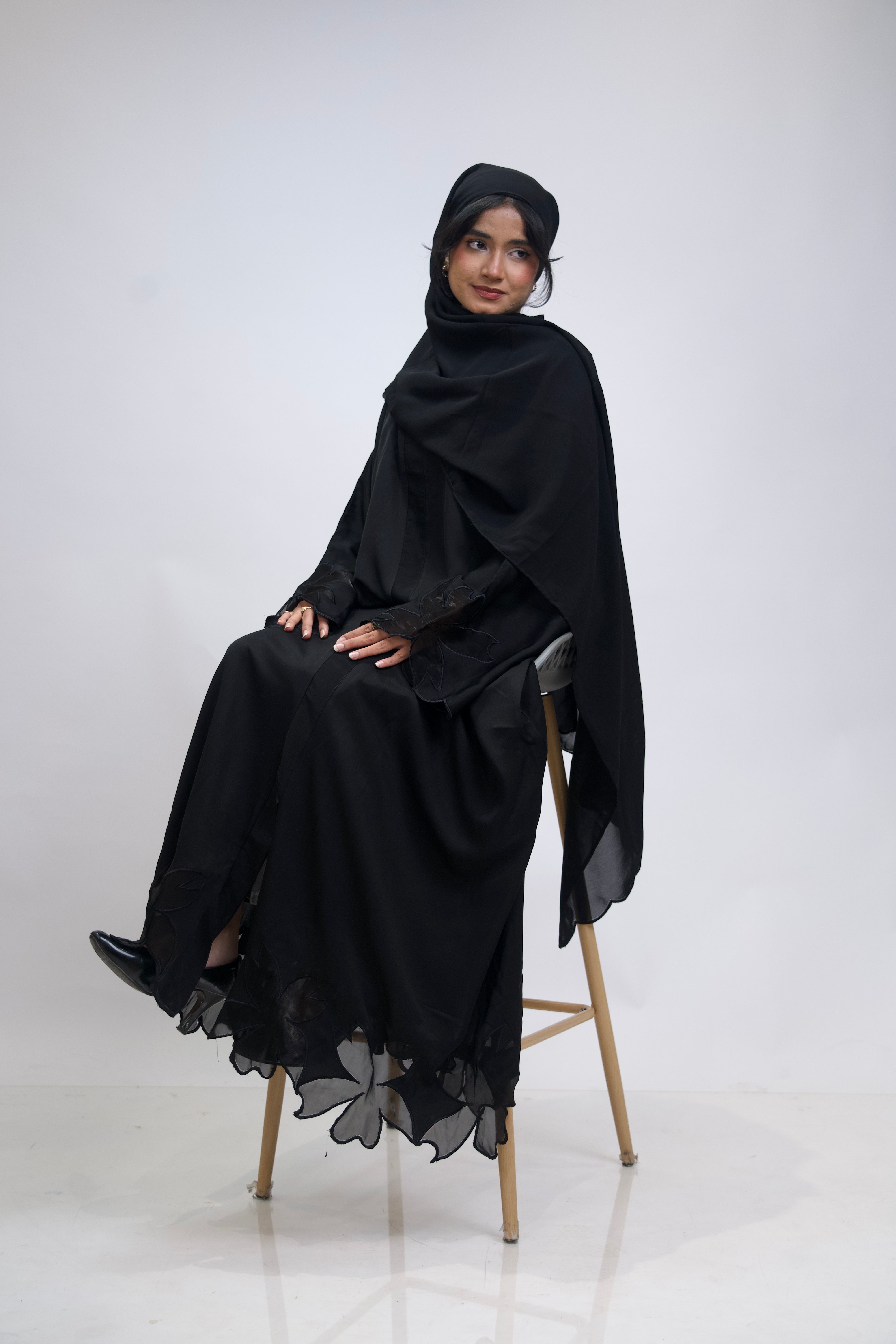 Black Cut Work Abayah