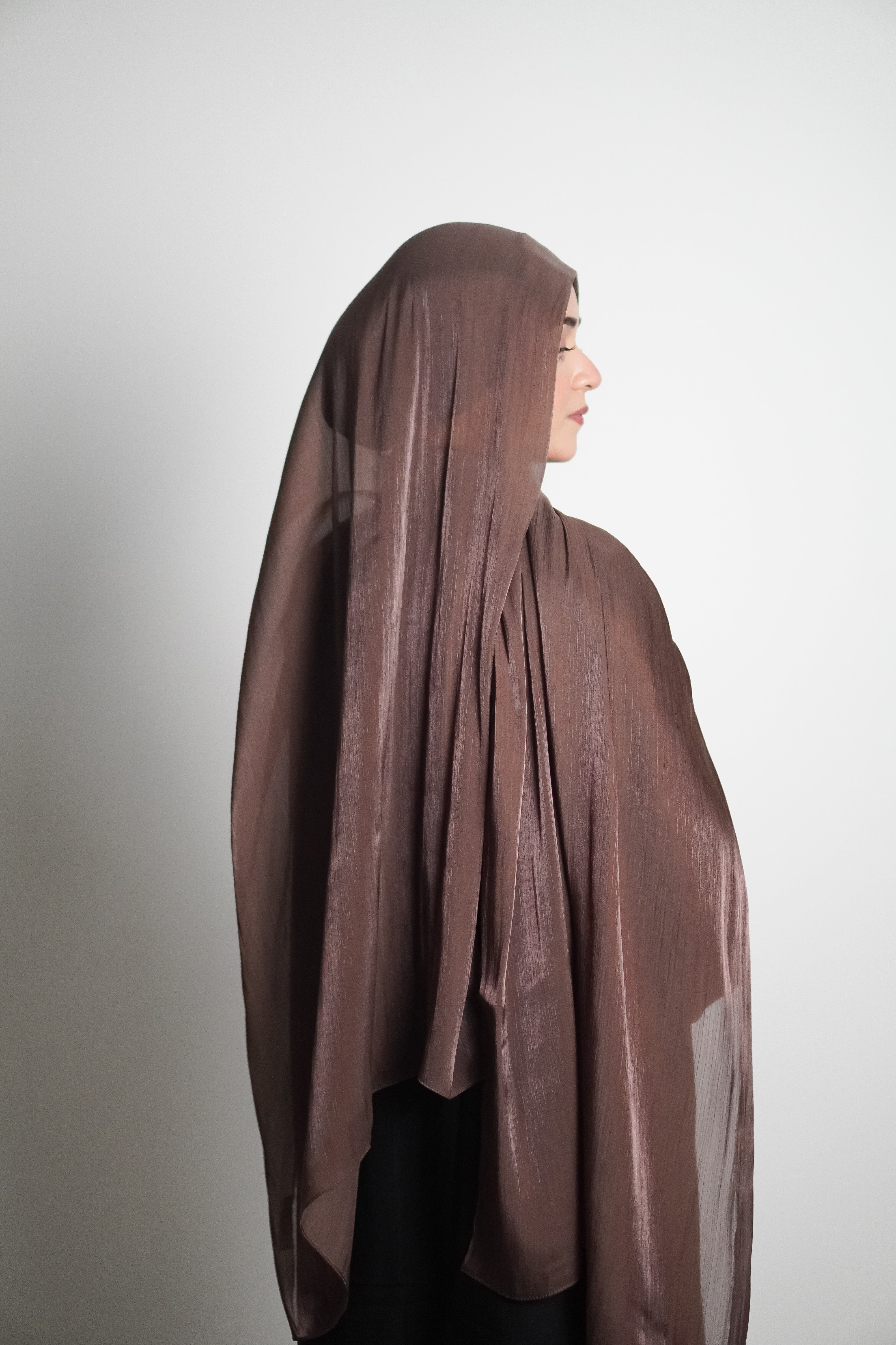 Premium Organza Hijab - Cocoa Brown
