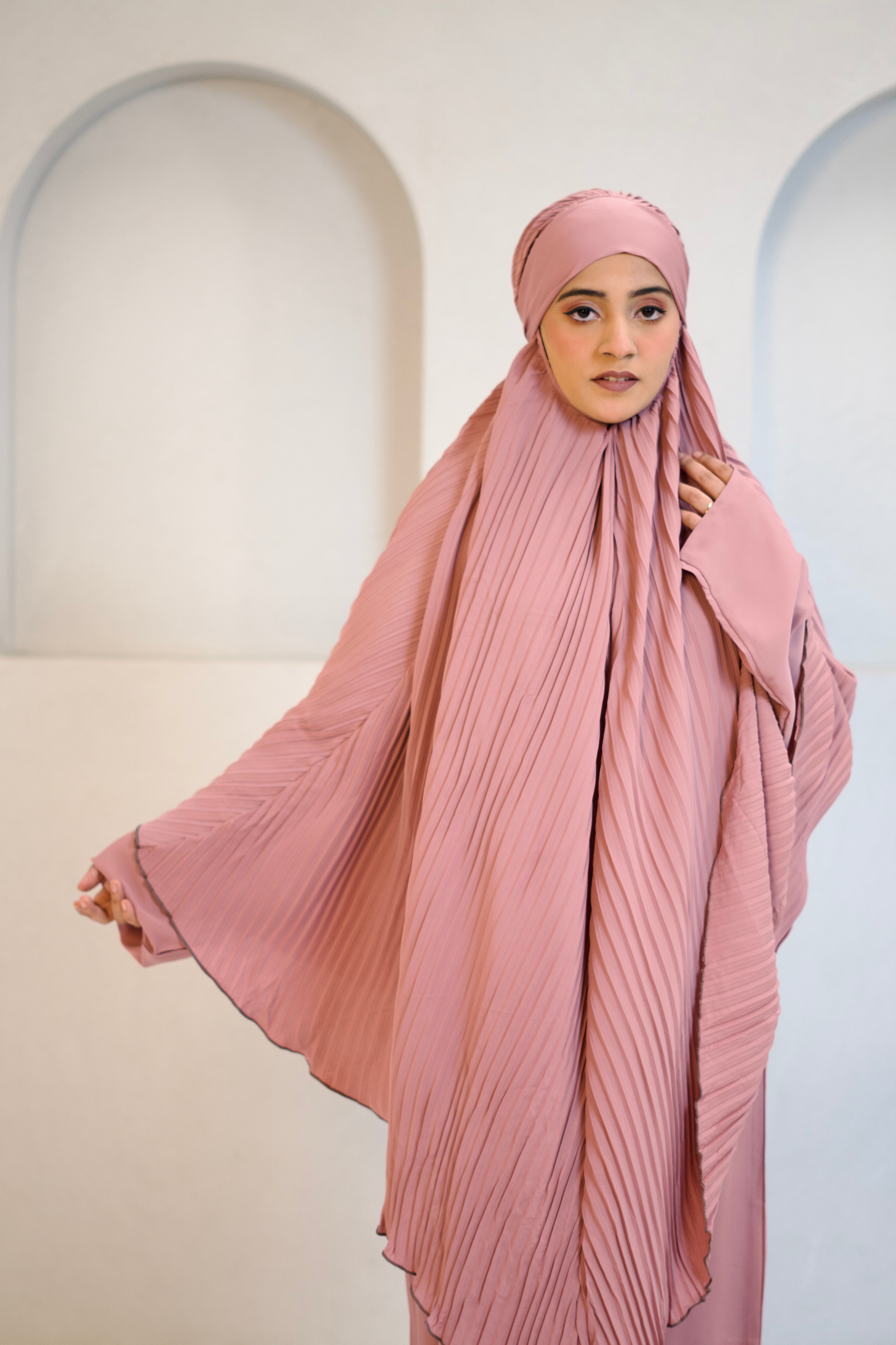 PLEATED KHIMAR SET