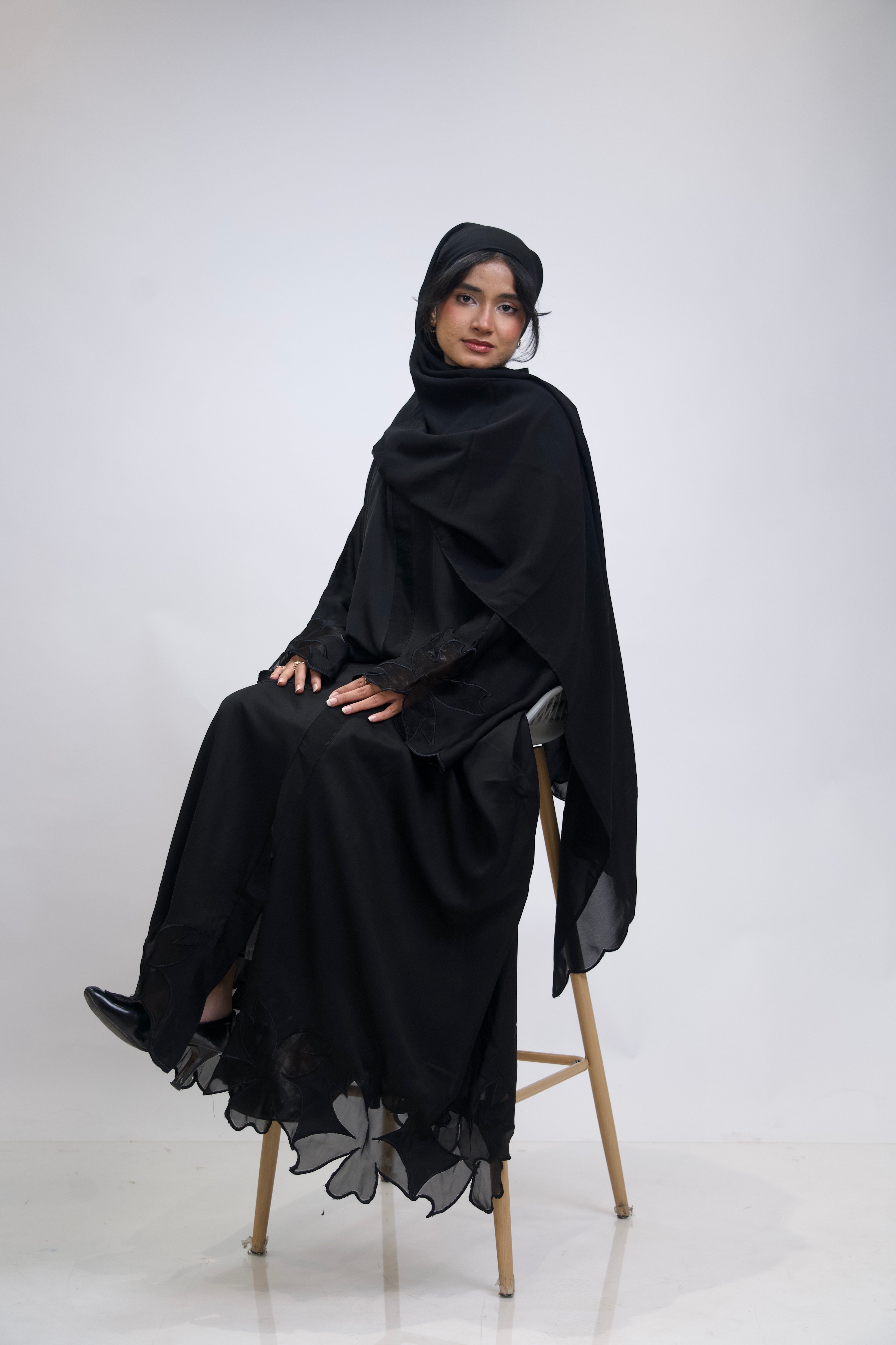 Black Cut Work Abayah
