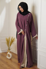 SLIT CUT BUTTONED ABAYAH - MAUVE