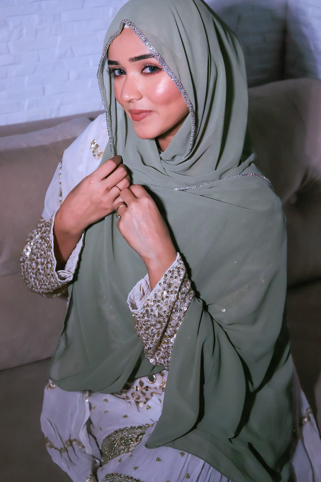 Crystal Hijab - Sage Green