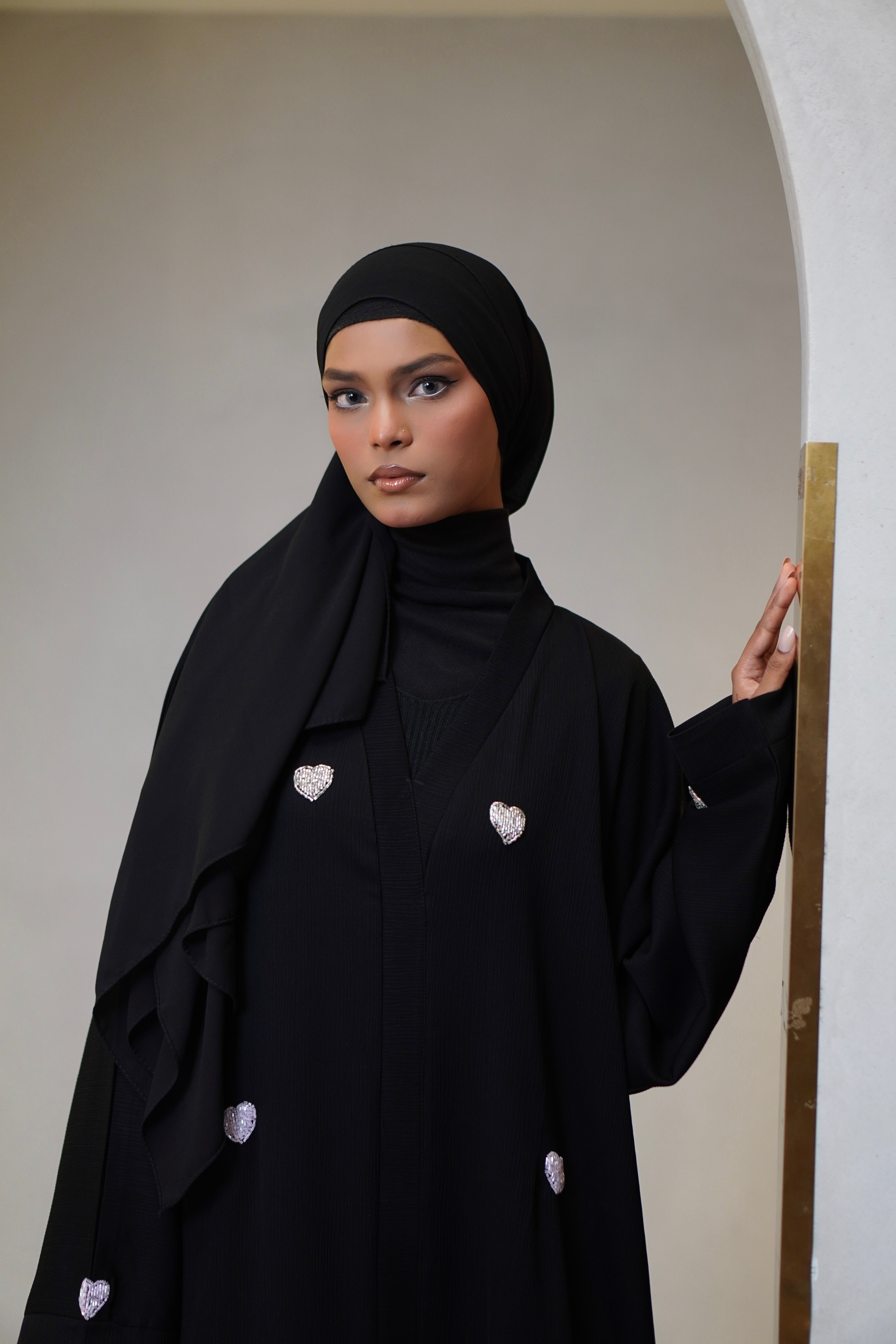 Qalbi Abayah - Pink & Silver