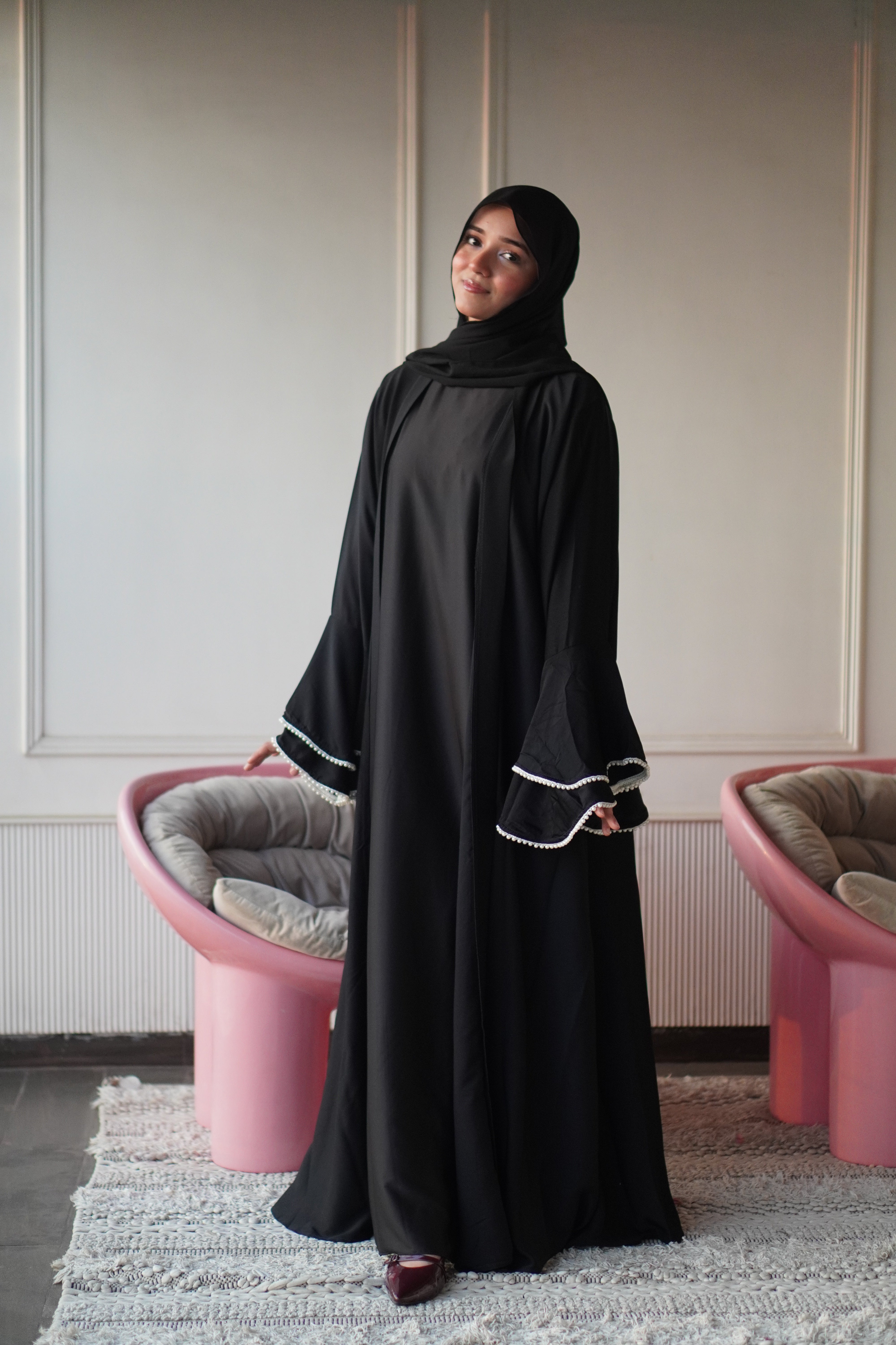 Bell Sleeves Pearl Abayah
