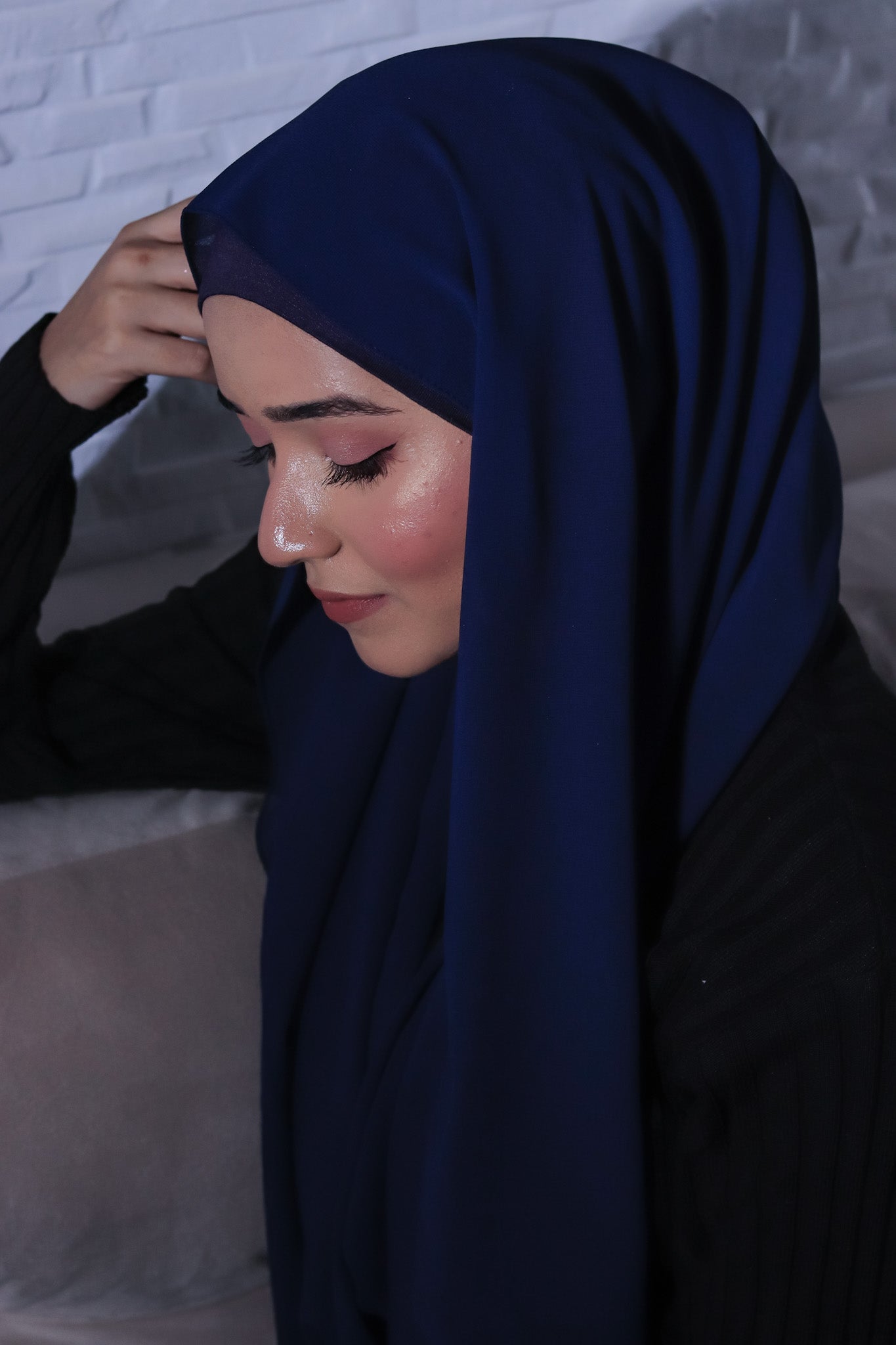 Matching Hijab Set - Navy Blue