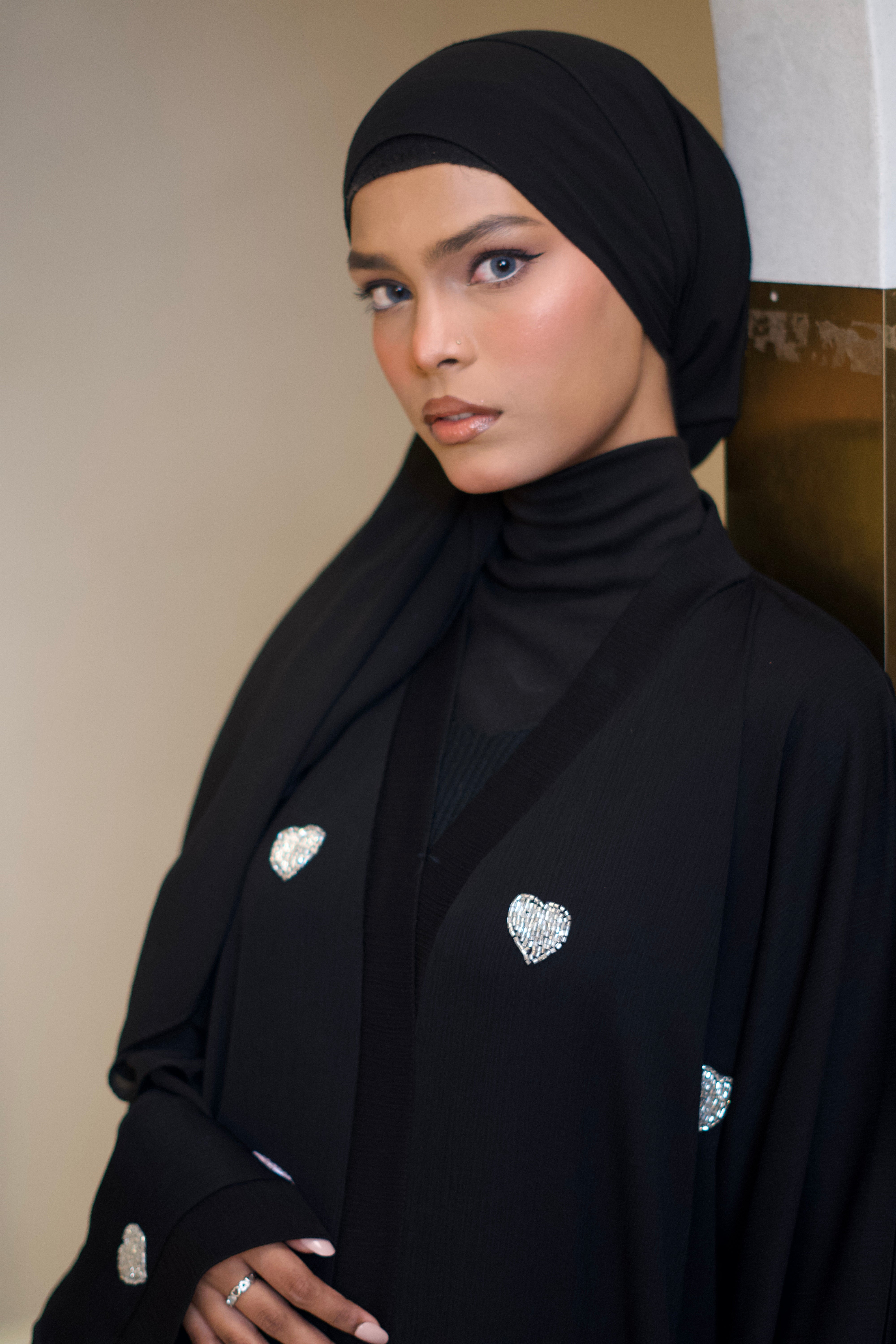 Qalbi Abayah - Pink & Silver