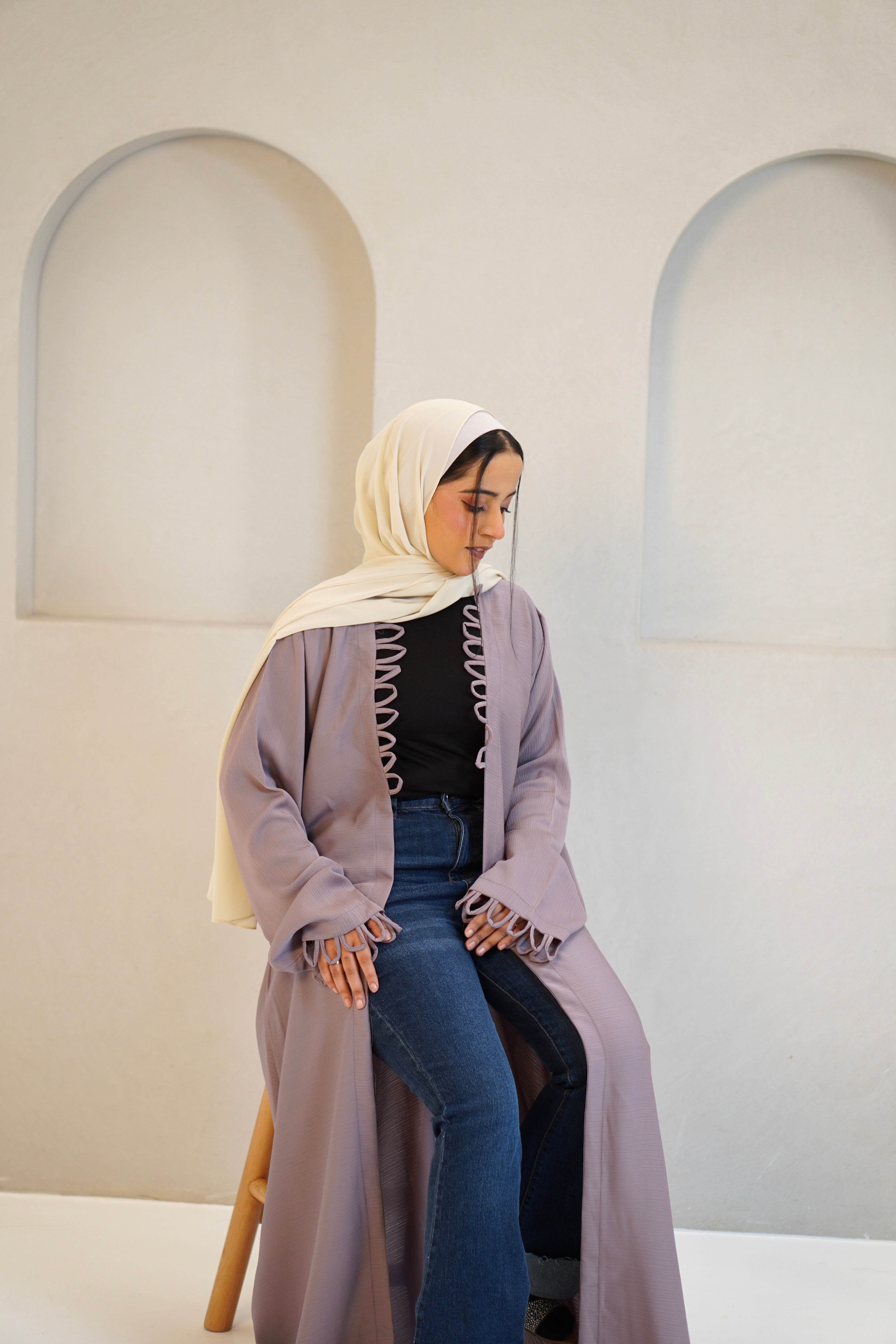 Tie Knot Shrug Abayah - Dusty Lilac