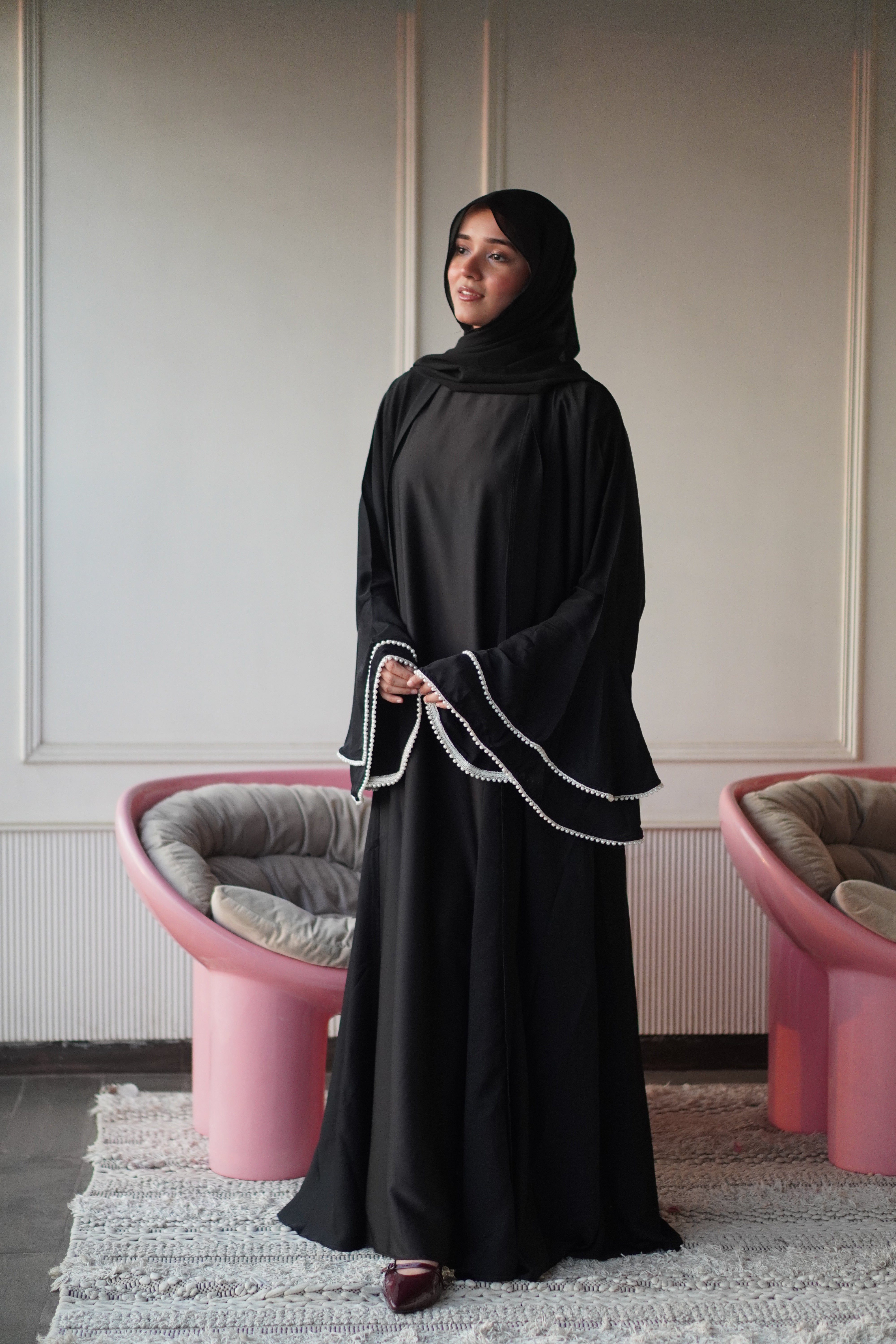 Bell Sleeves Pearl Abayah