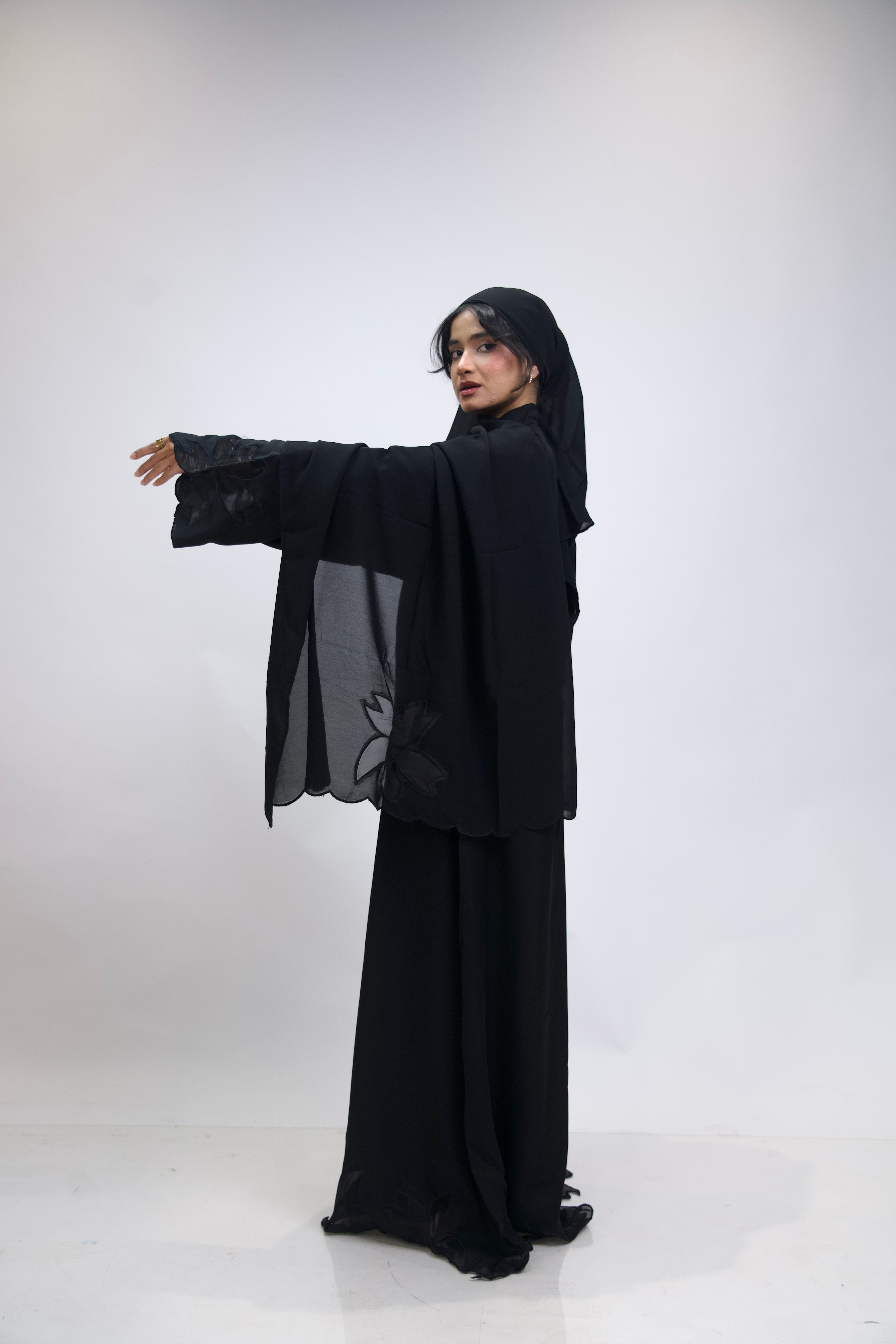 Black Cut Work Abayah