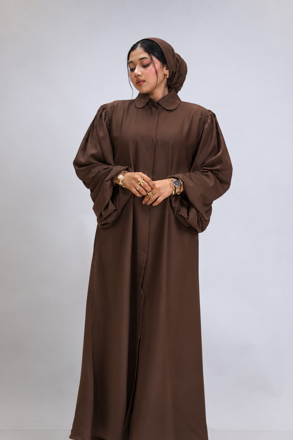 BALLOON SLEEVES ABAYAH - BROWN
