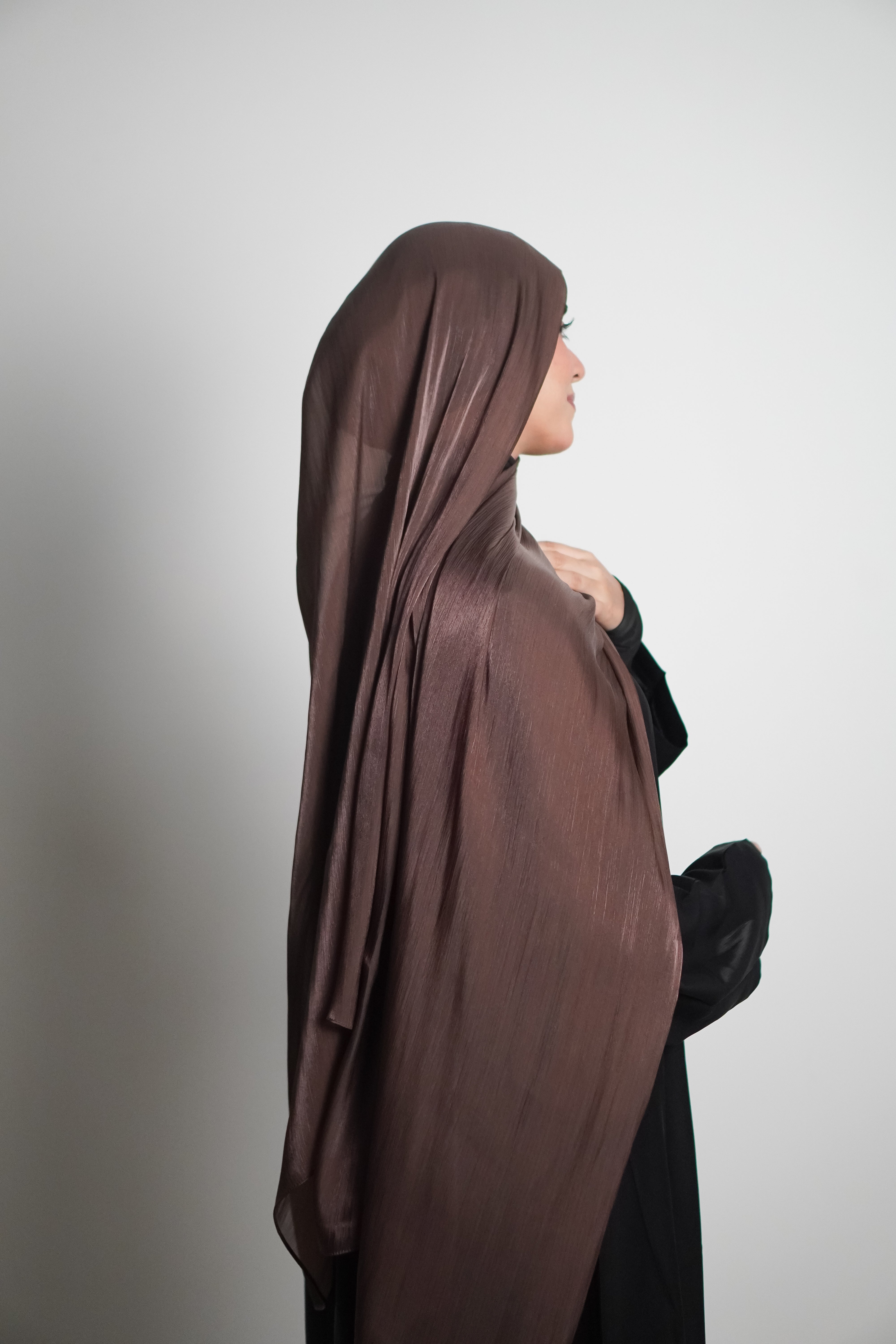 Premium Organza Hijab - Cocoa Brown