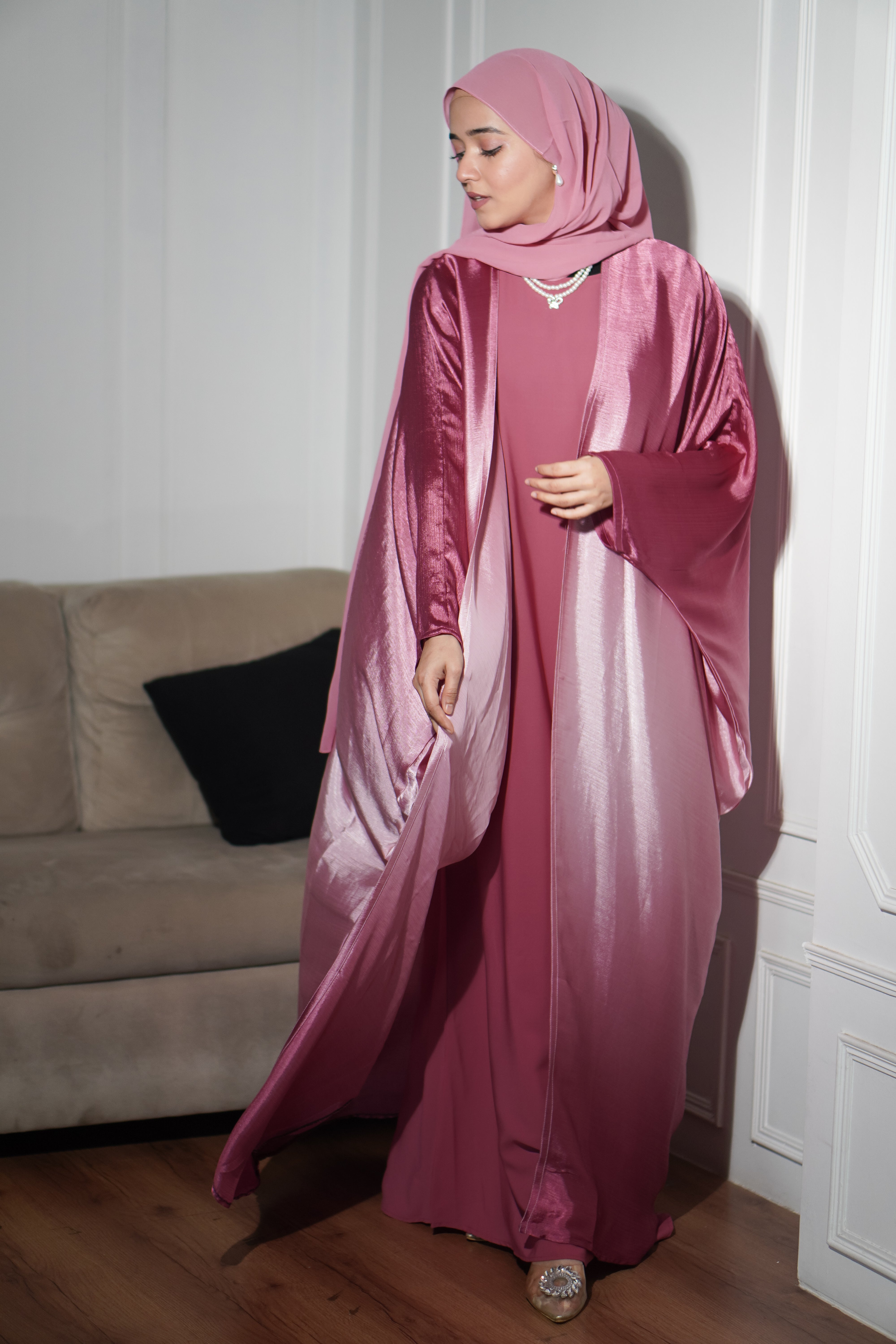 Amelia Ombre Abayah - Barbie Pink