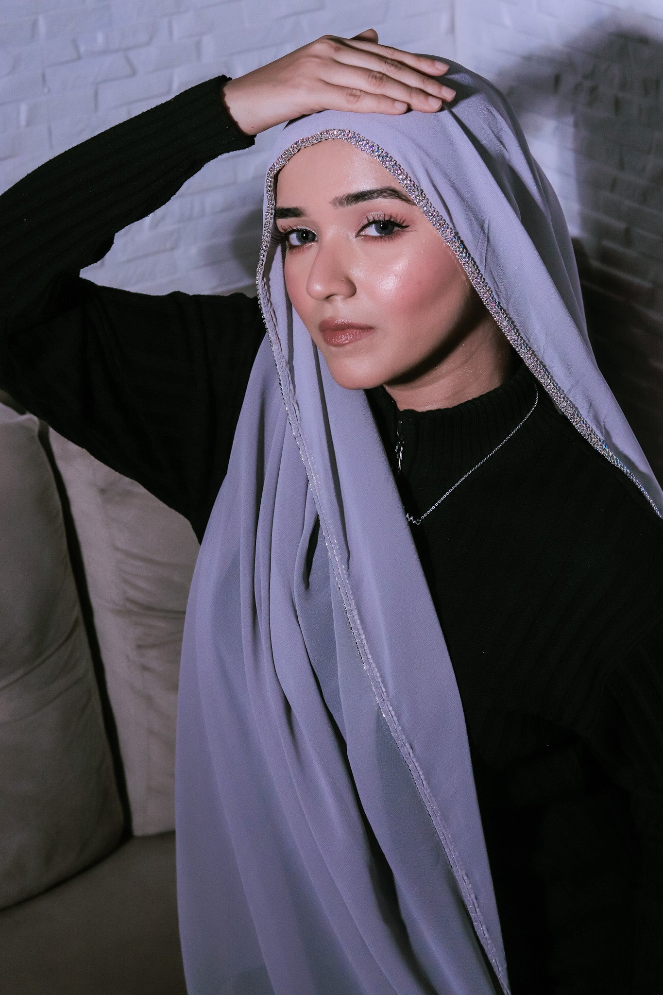 Crystal Hijab - Sterling Grey
