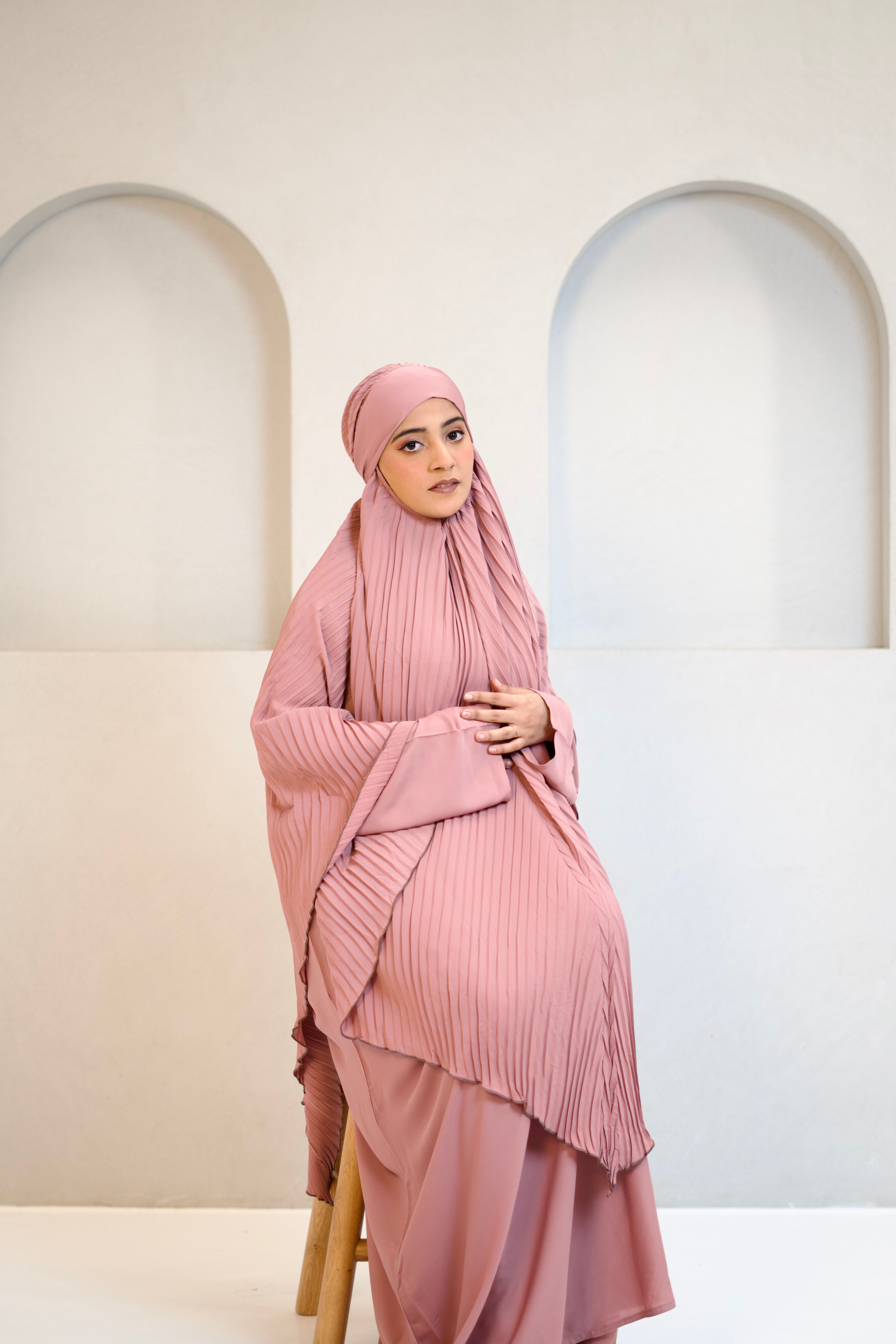PLEATED KHIMAR SET