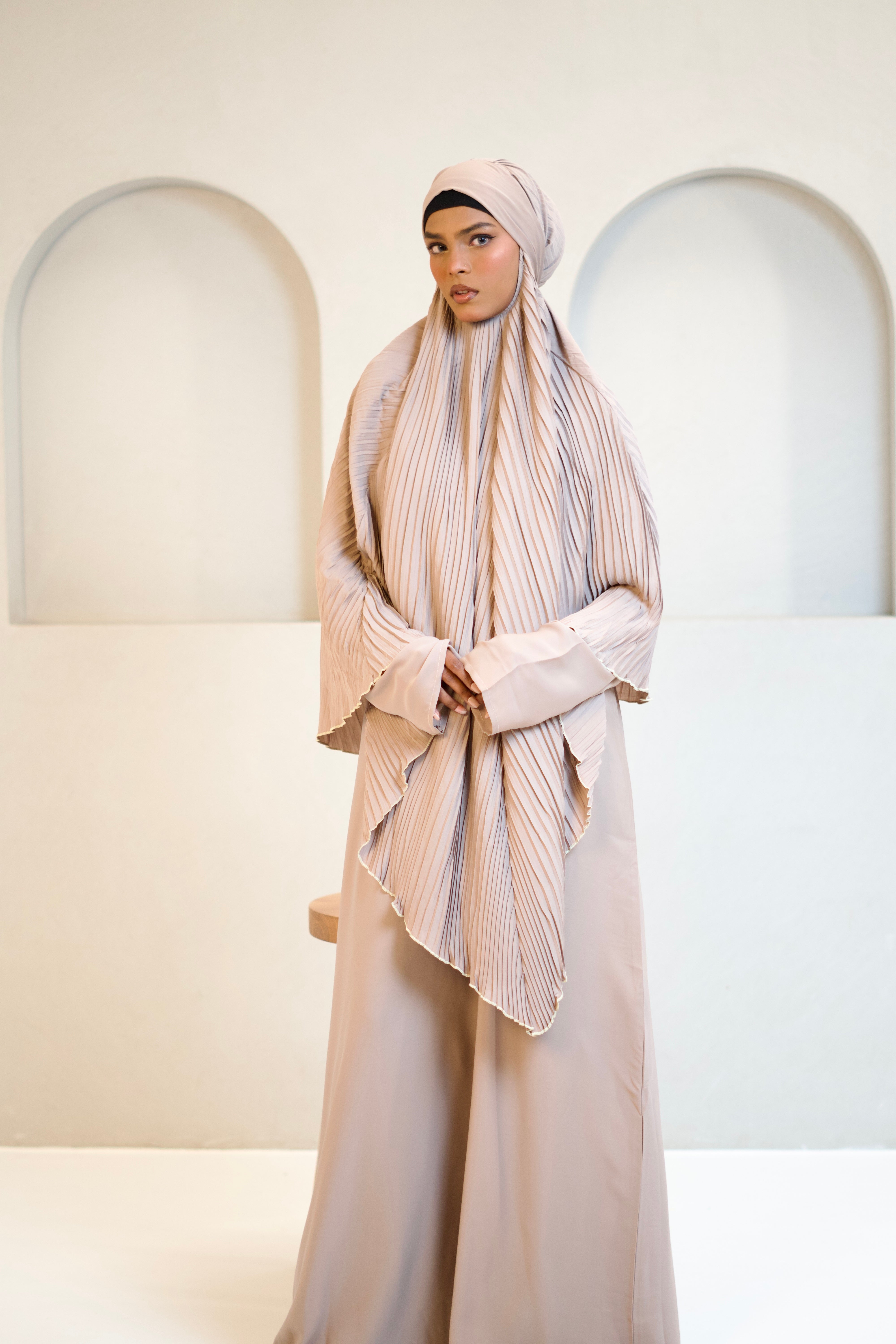 PLEATED KHIMAR SET