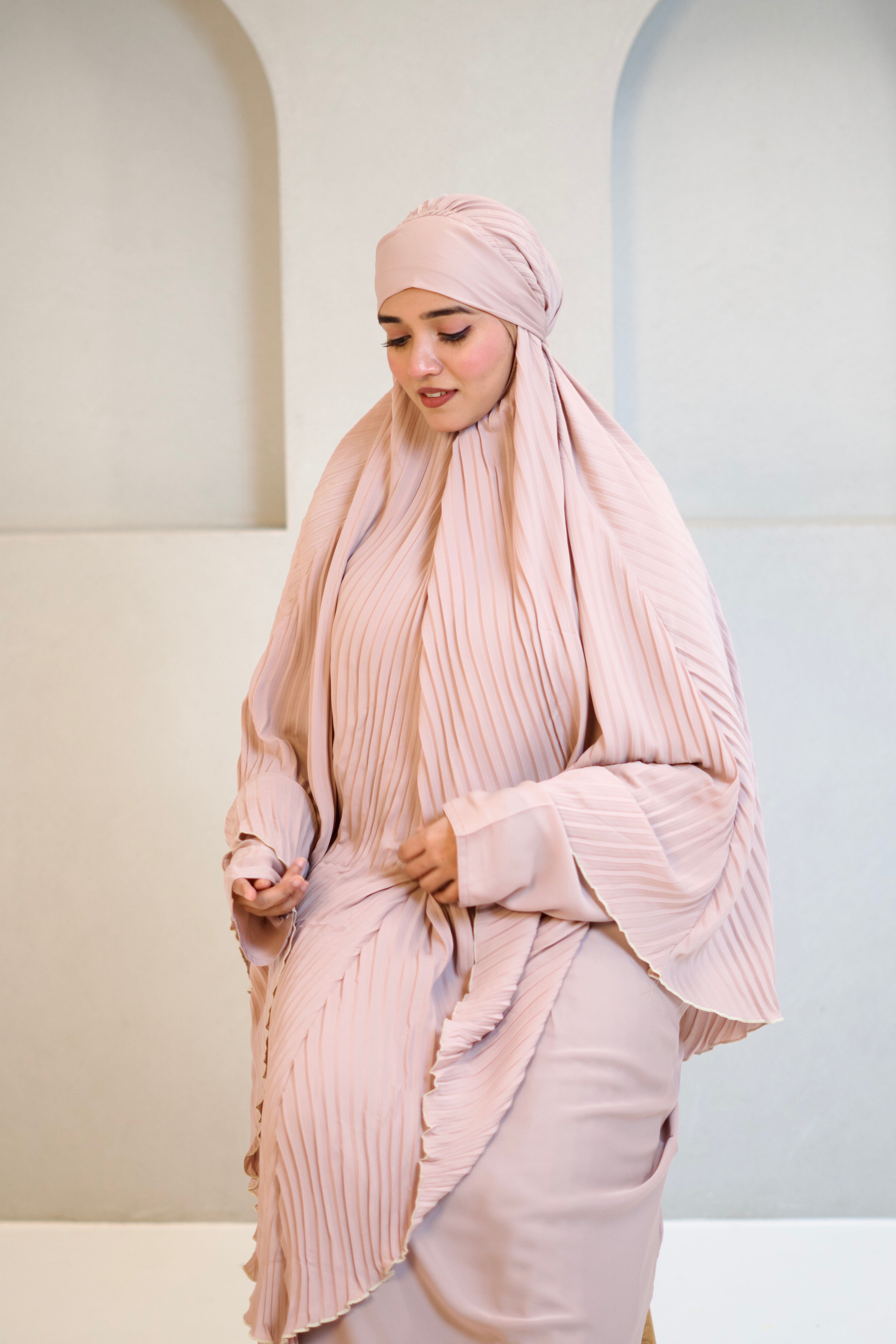 PLEATED KHIMAR SET