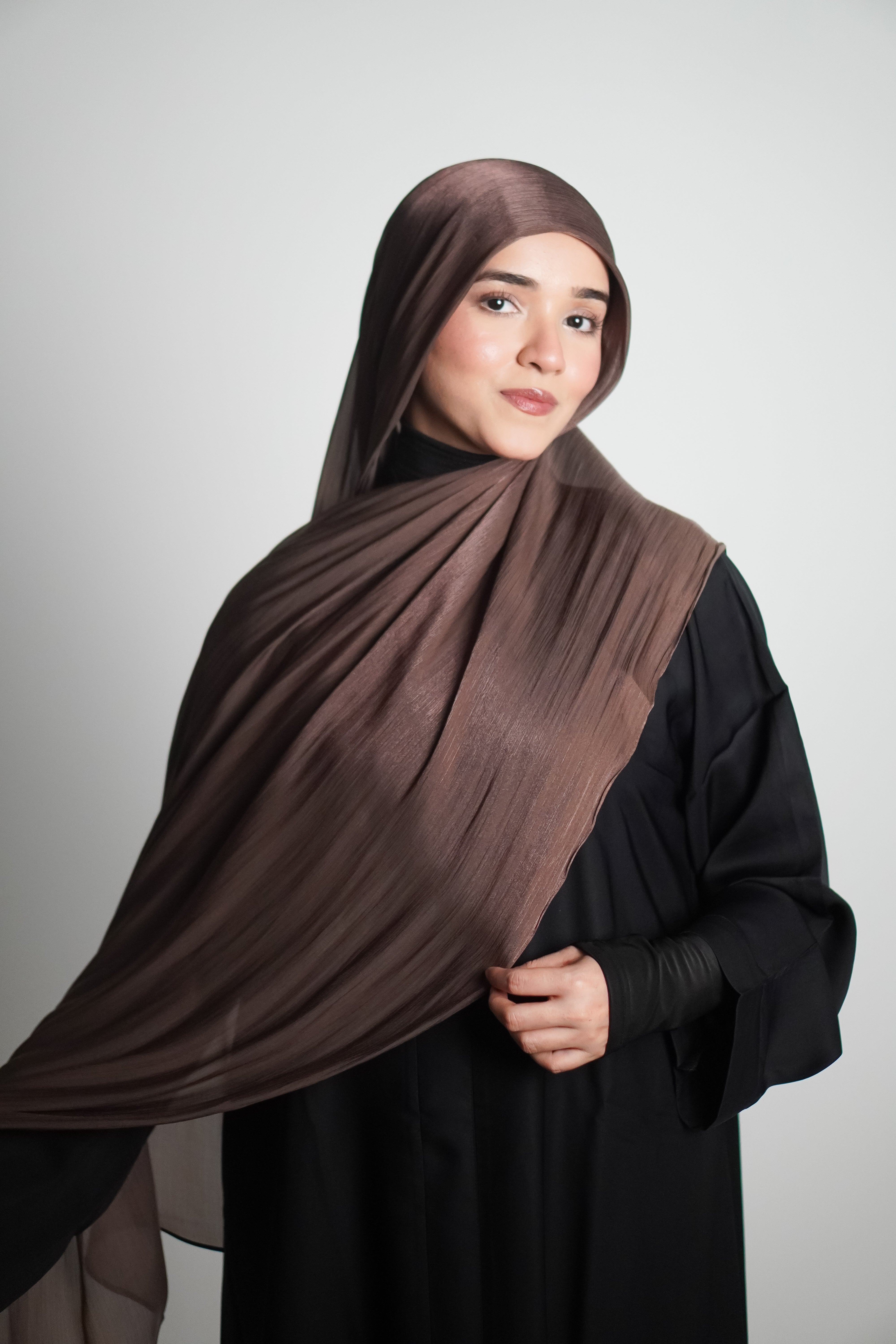 Premium Organza Hijab - Cocoa Brown
