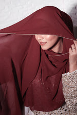Rhinestone Hijab - Maroon