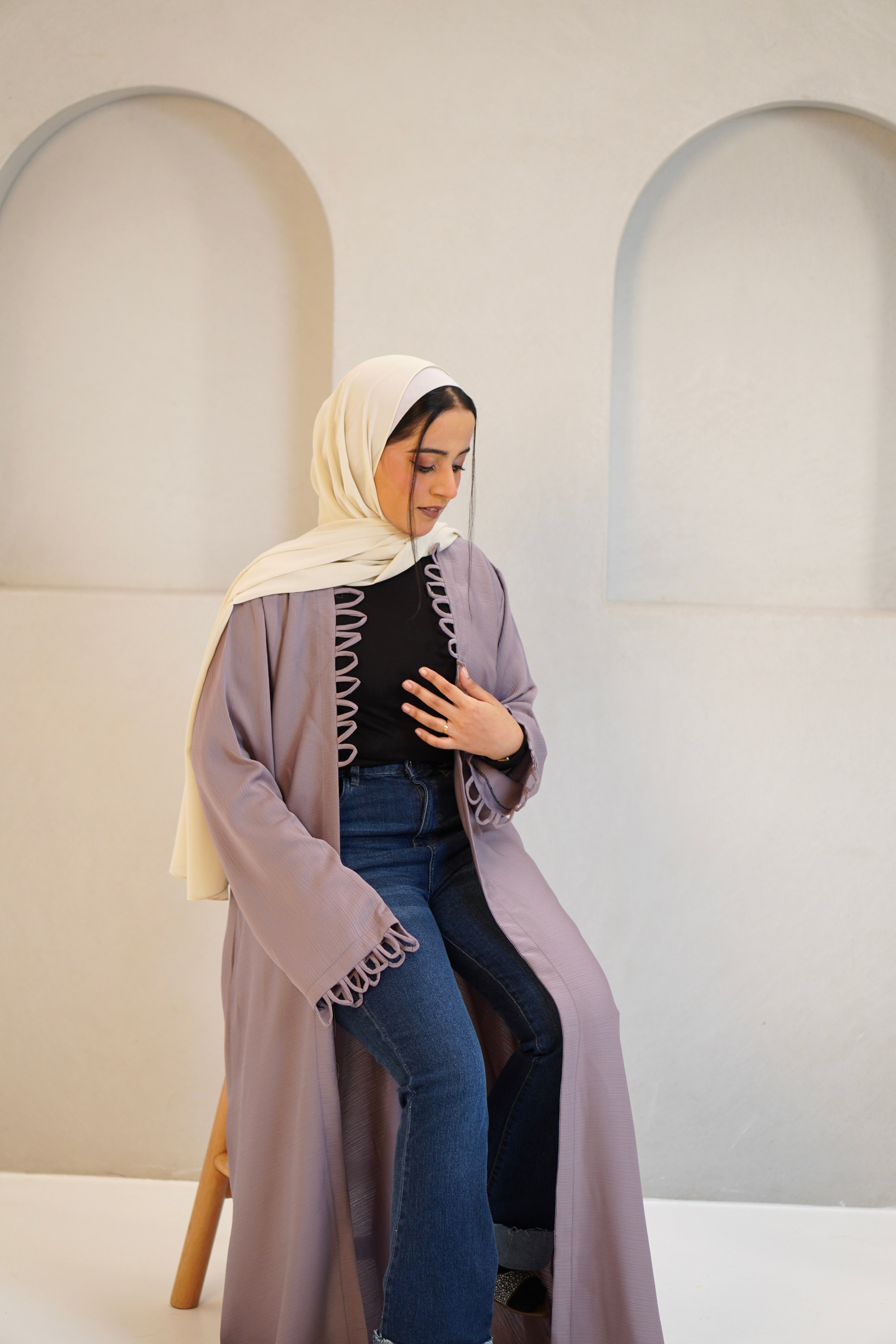 Tie Knot Shrug Abayah - Dusty Lilac
