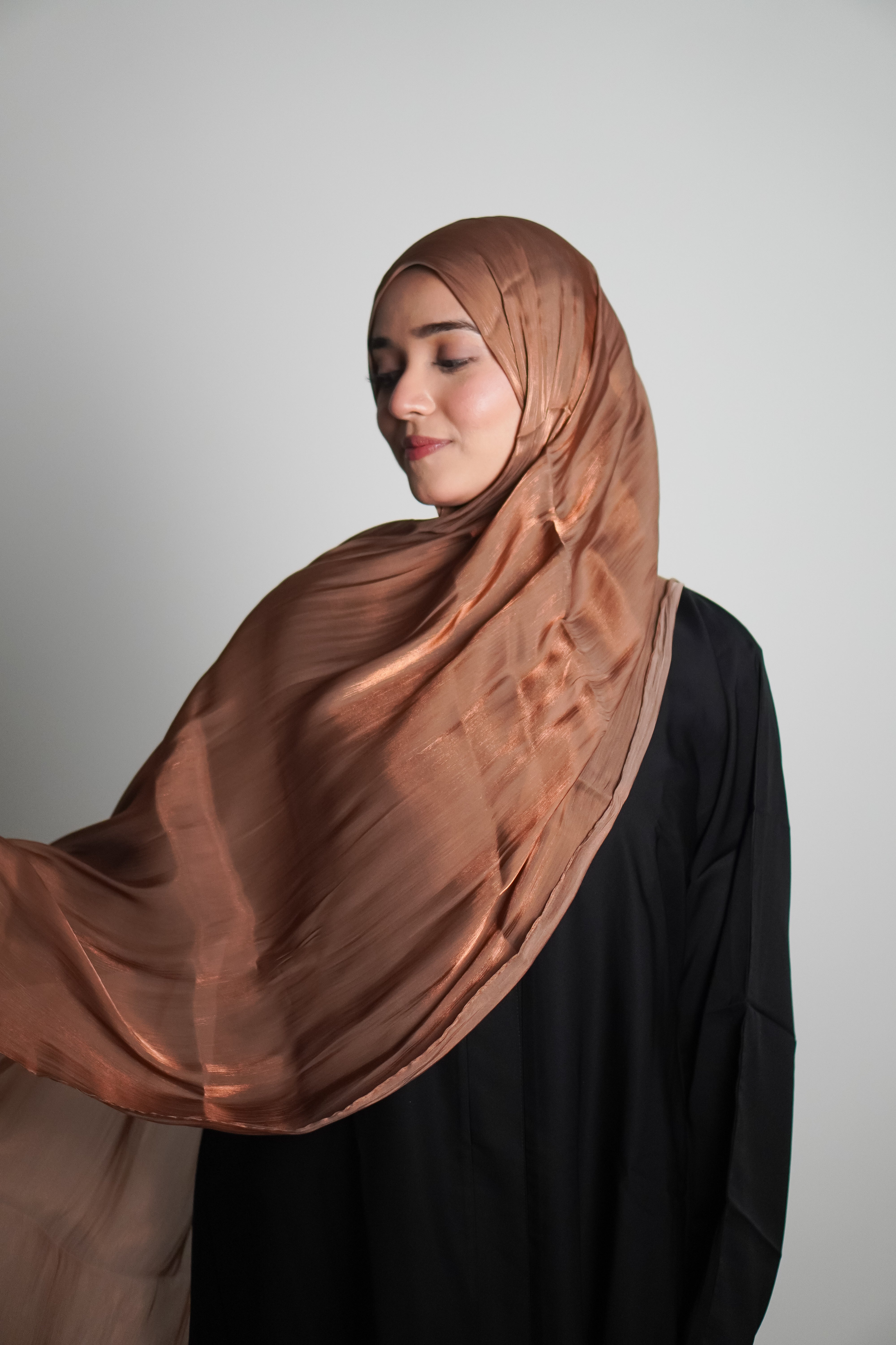 Premium Organza Hijab - Caramel Brown