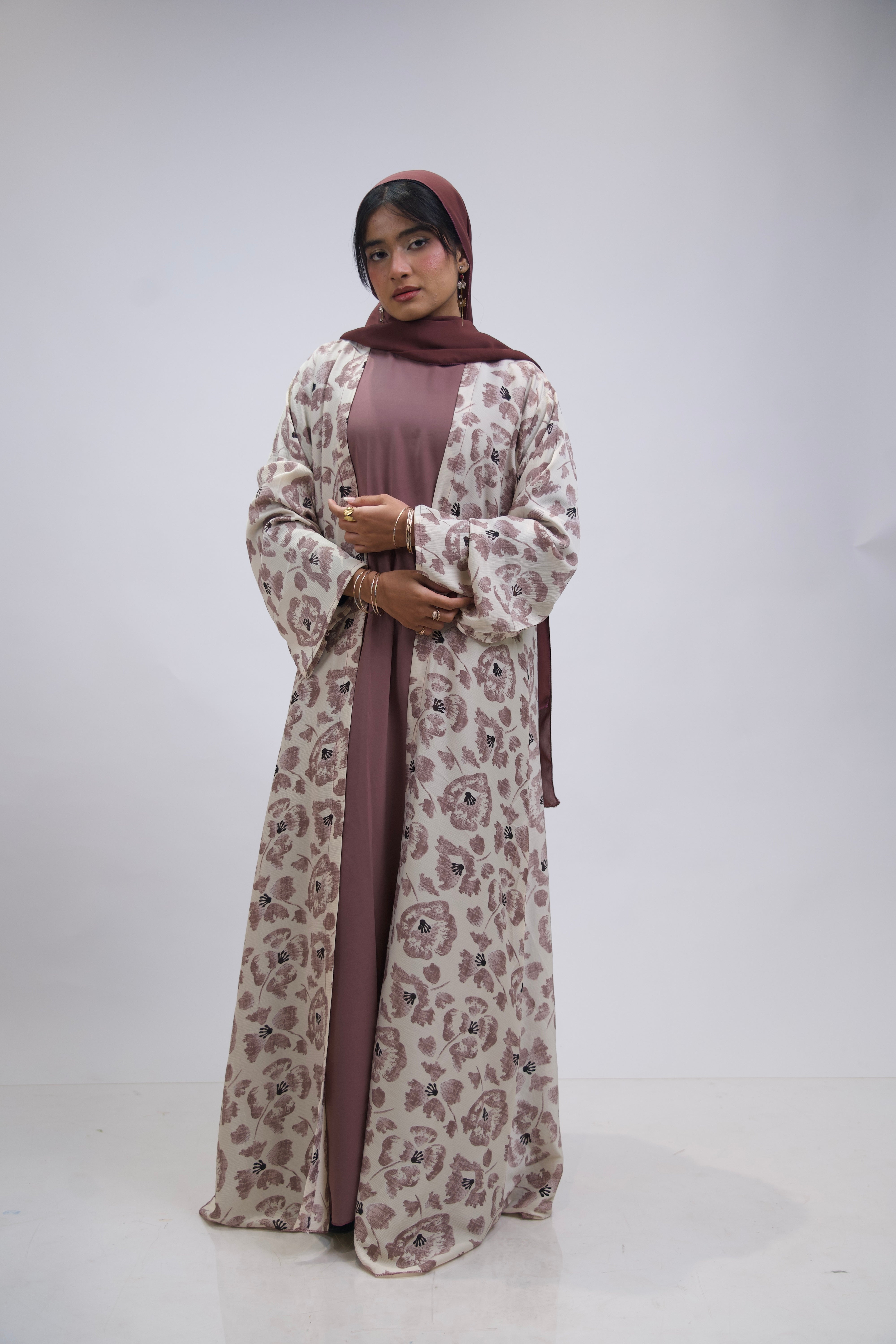 FLORAL PRINTED ABAYAH - ROSE