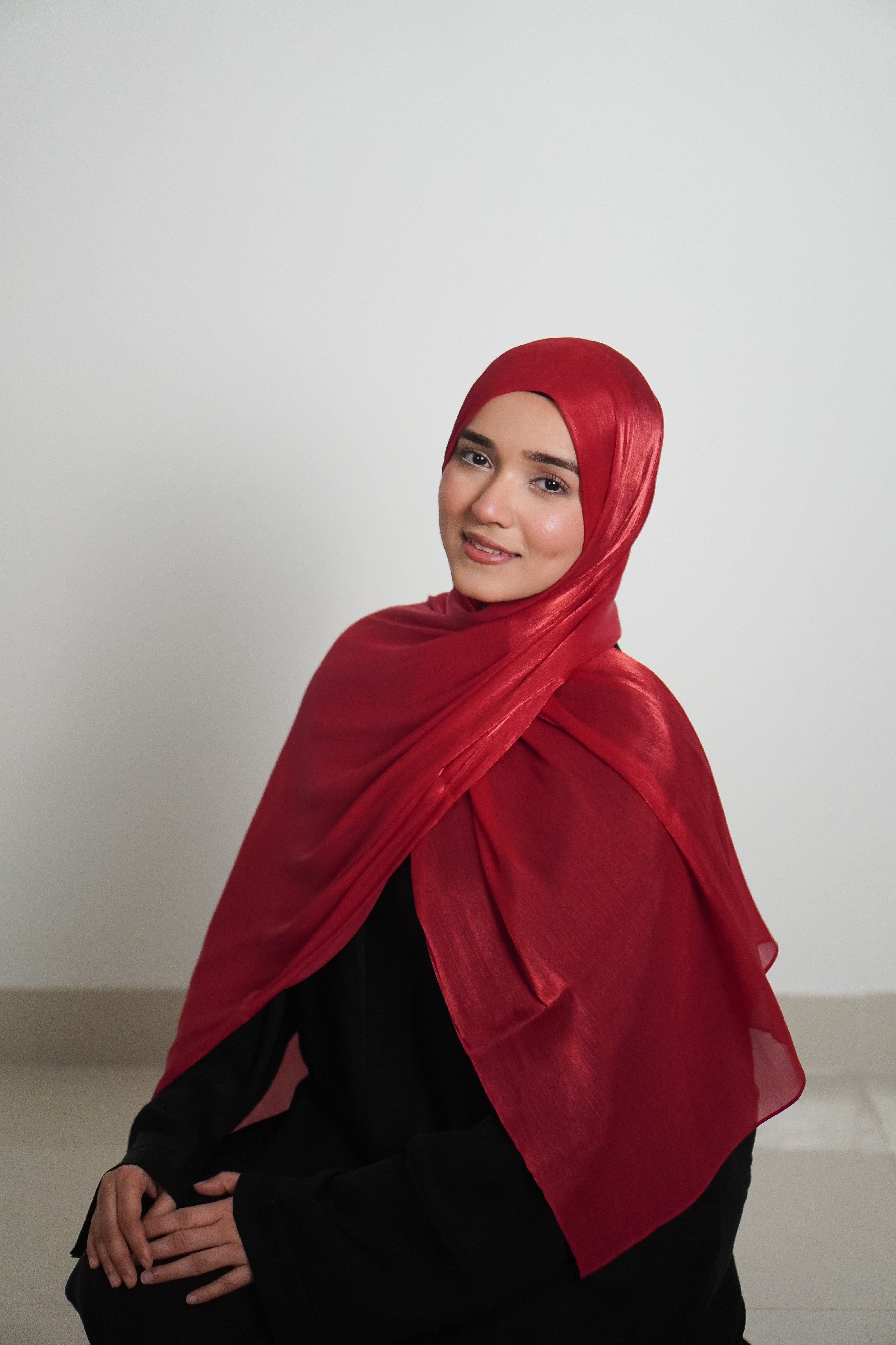 Premium Organza Hijab - Cherry Red
