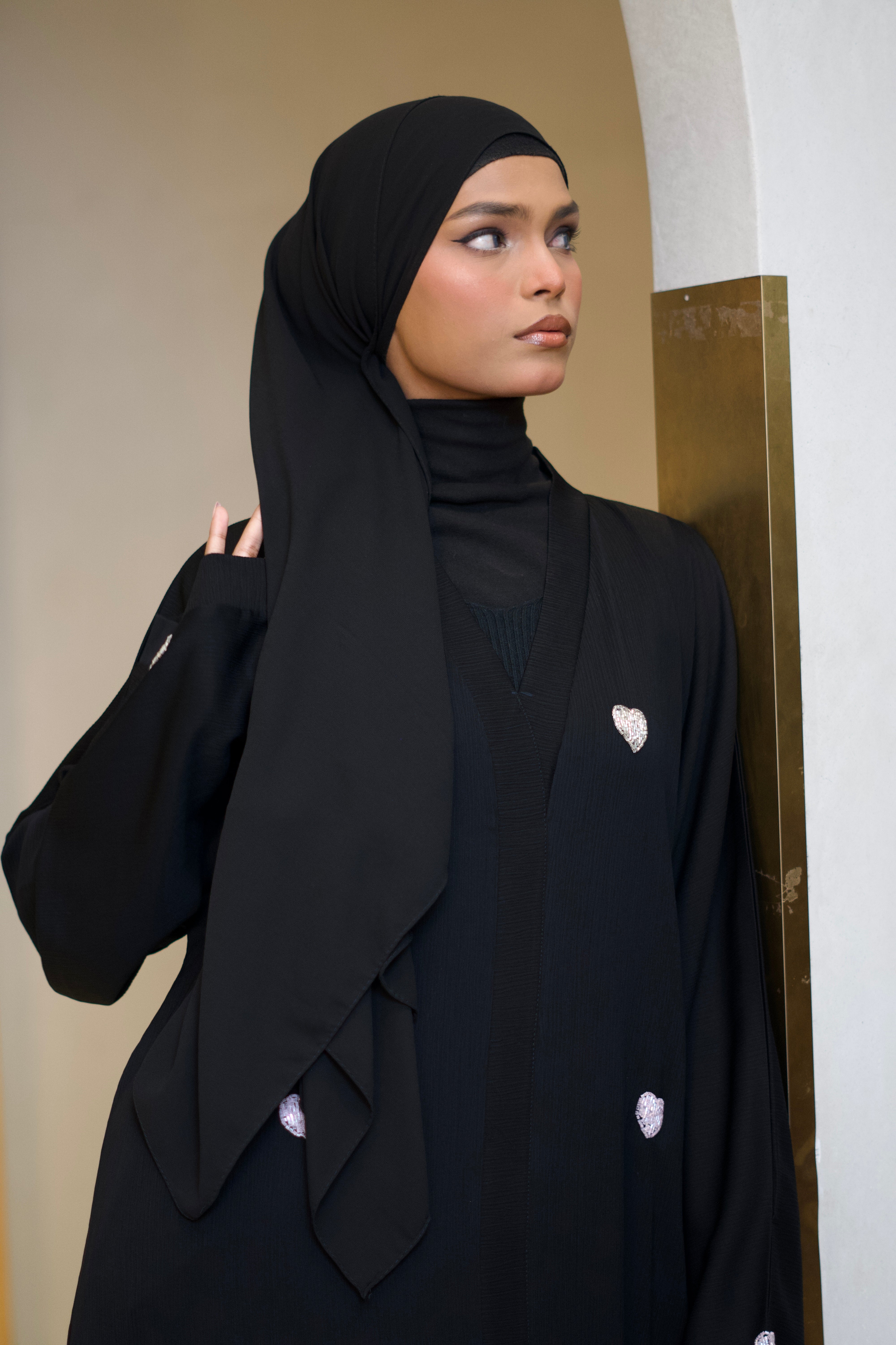 Qalbi Abayah - Pink & Silver
