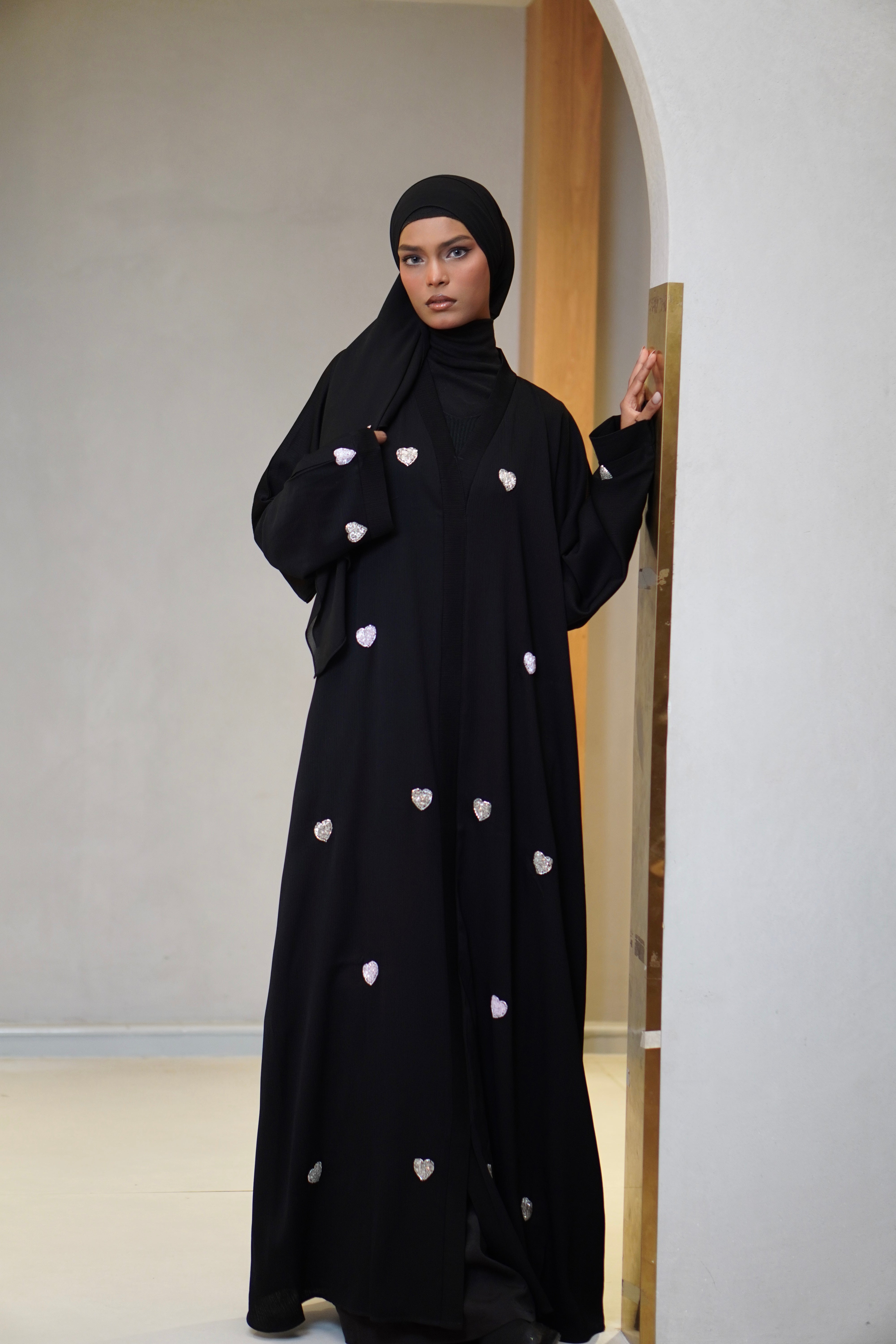Qalbi Abayah - Pink & Silver