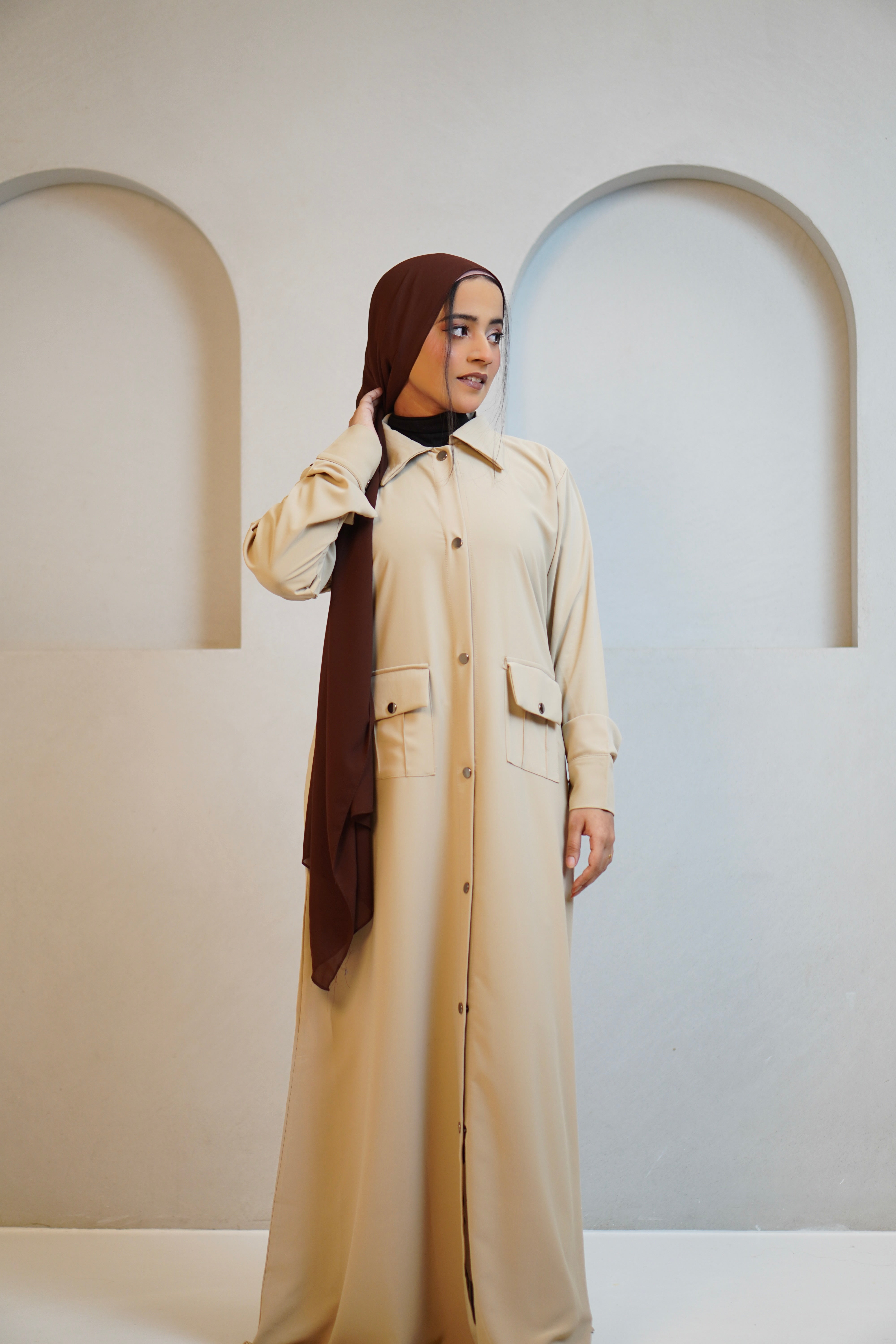 Modest Shirt Dress - Crème Beige