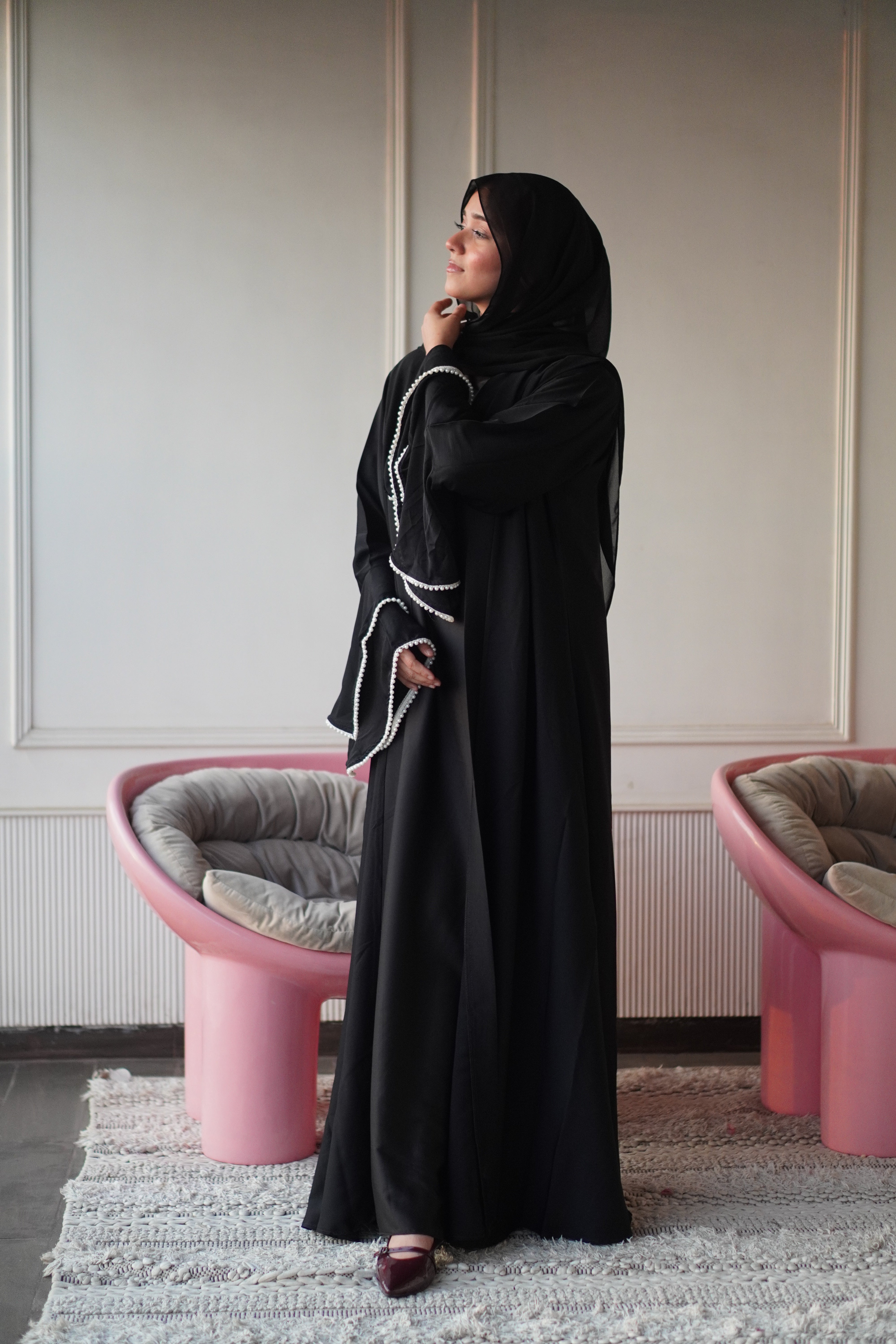 Bell Sleeves Pearl Abayah