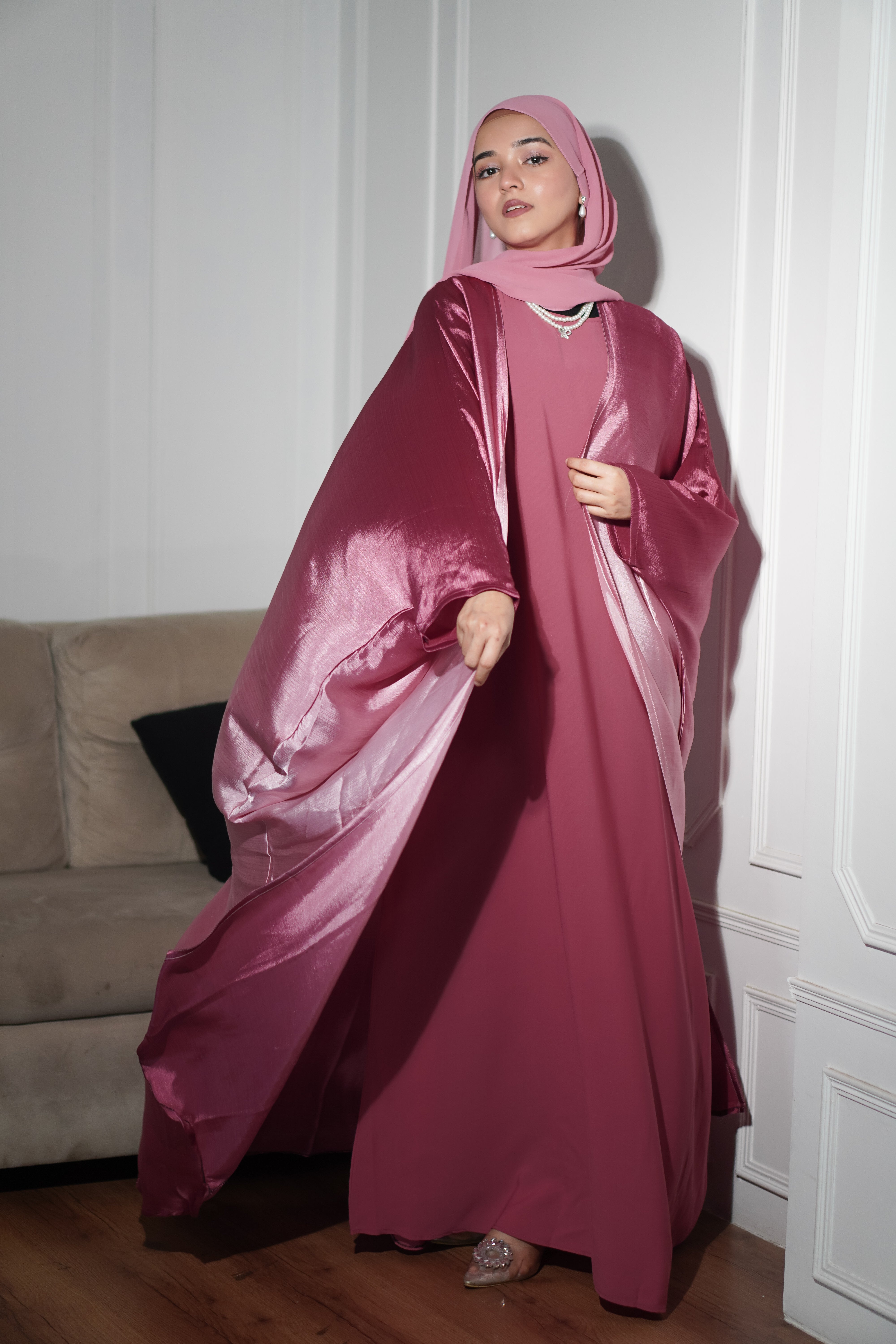 Amelia Ombre Abayah - Barbie Pink