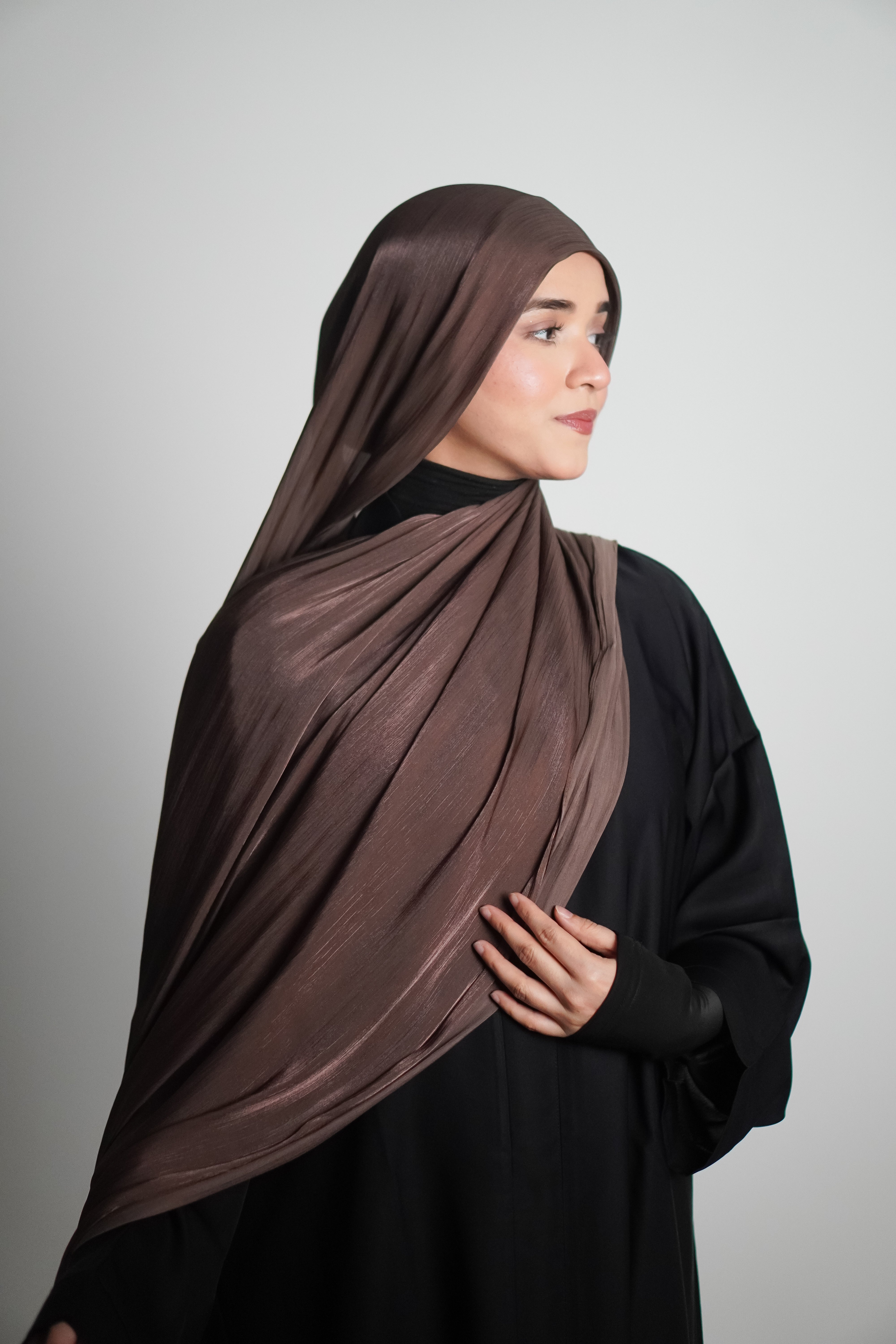 Premium Organza Hijab - Cocoa Brown