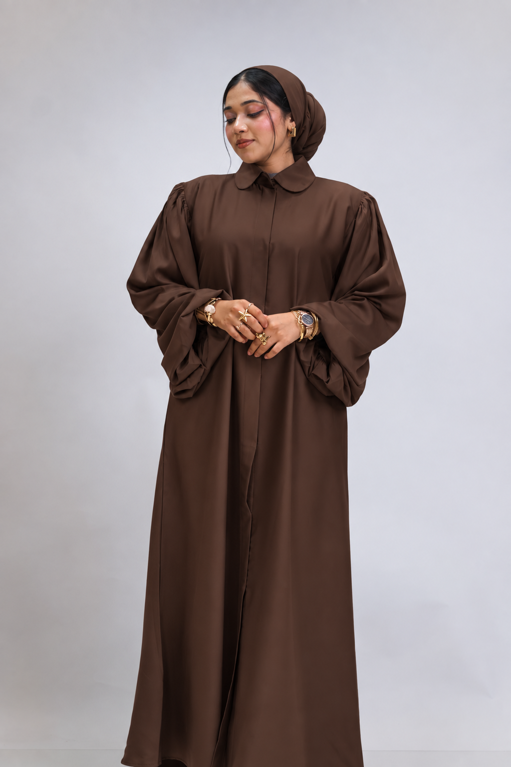 BALLOON SLEEVES ABAYAH - BROWN