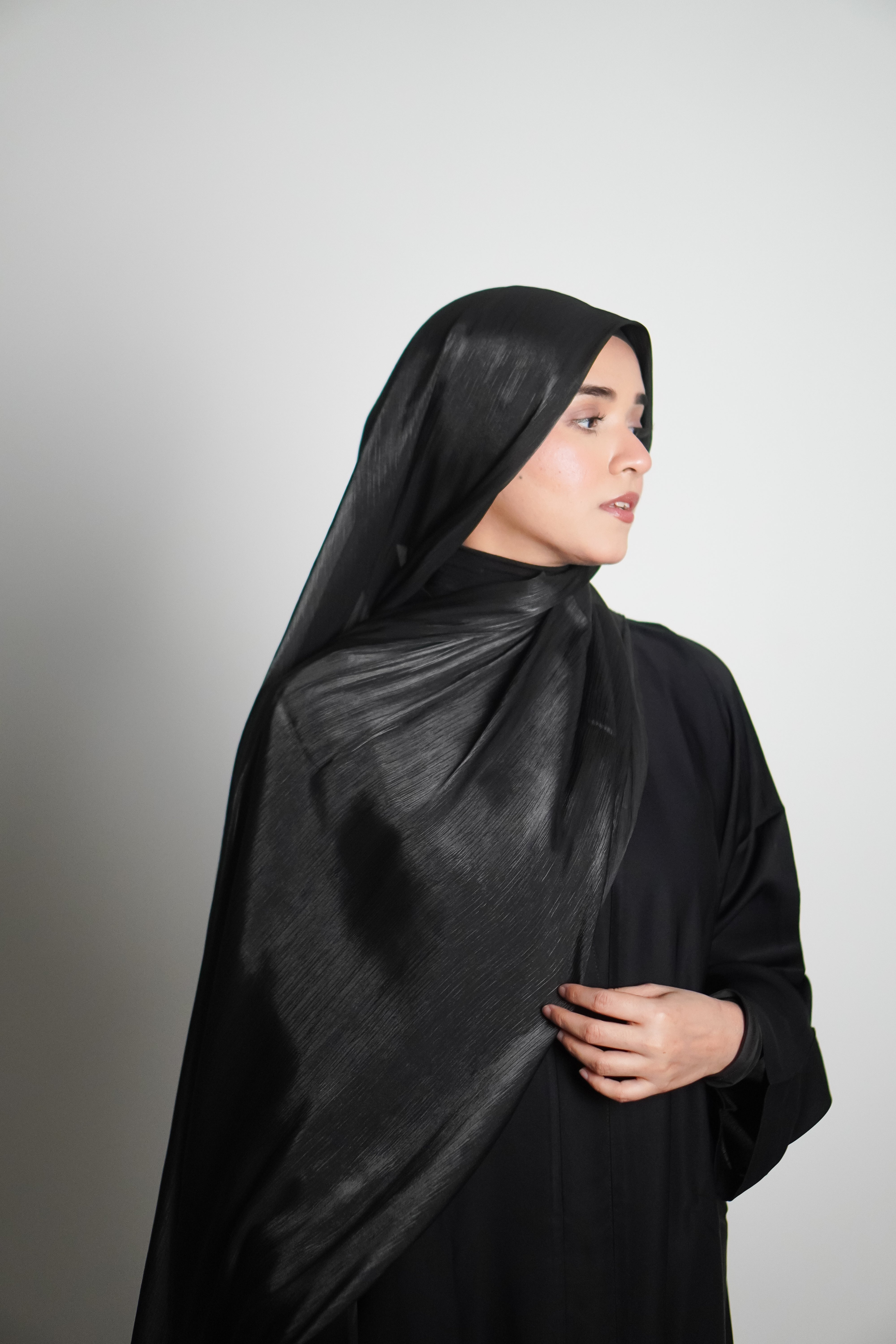 Premium Organza Hijab - Midnight Black