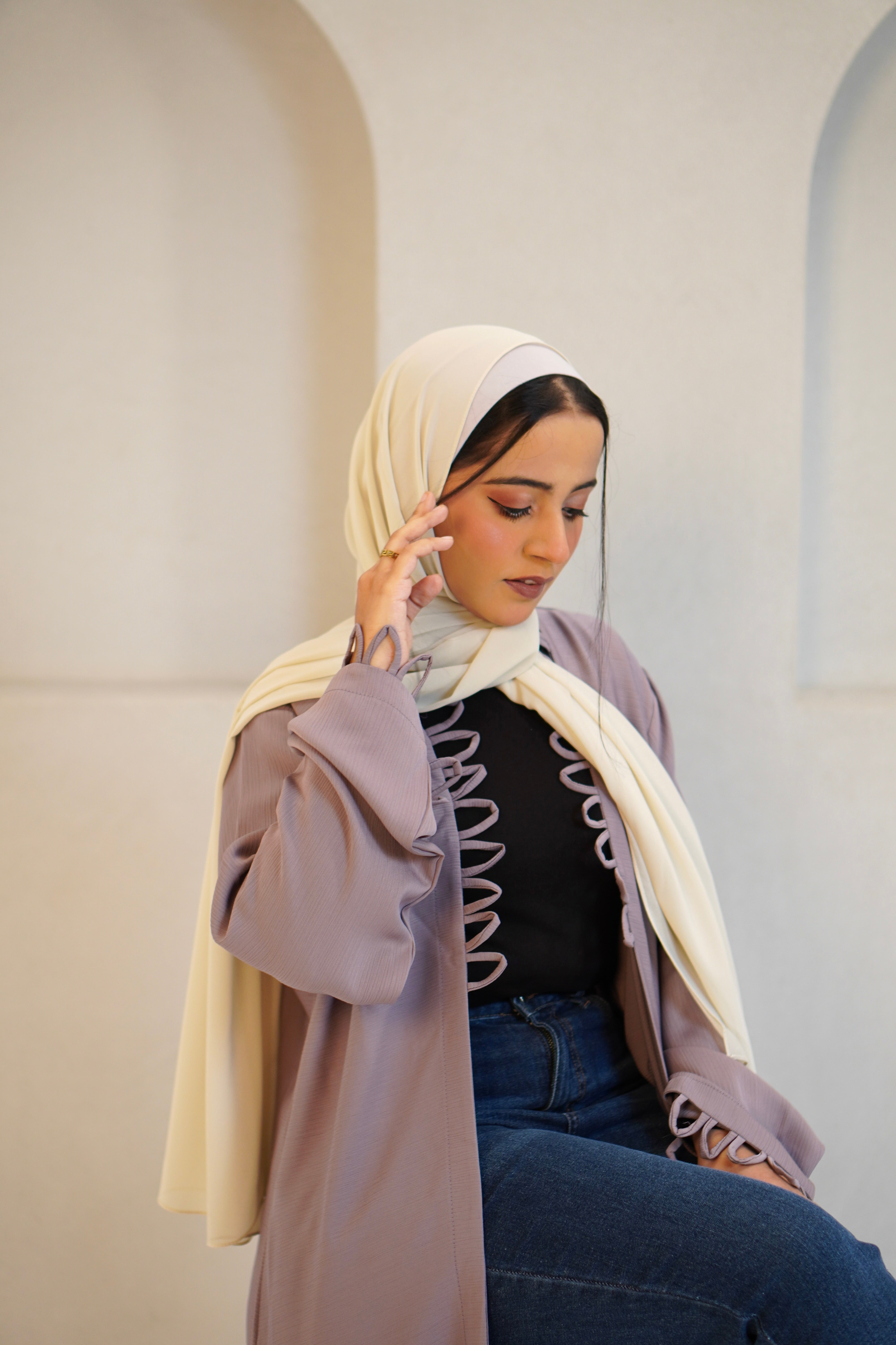Tie Knot Shrug Abayah - Dusty Lilac