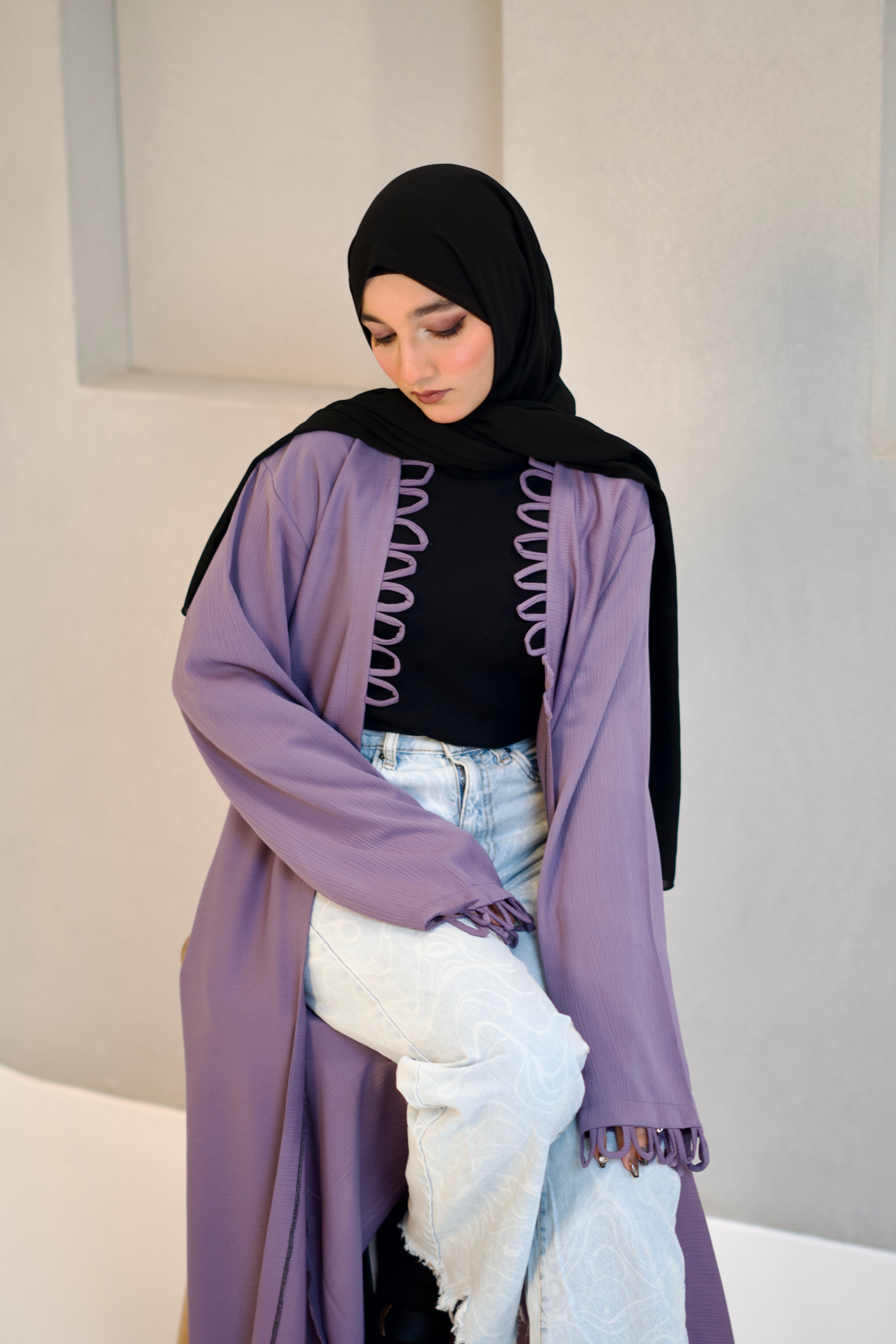 Tie Knot Shrug Abayah - Lavender