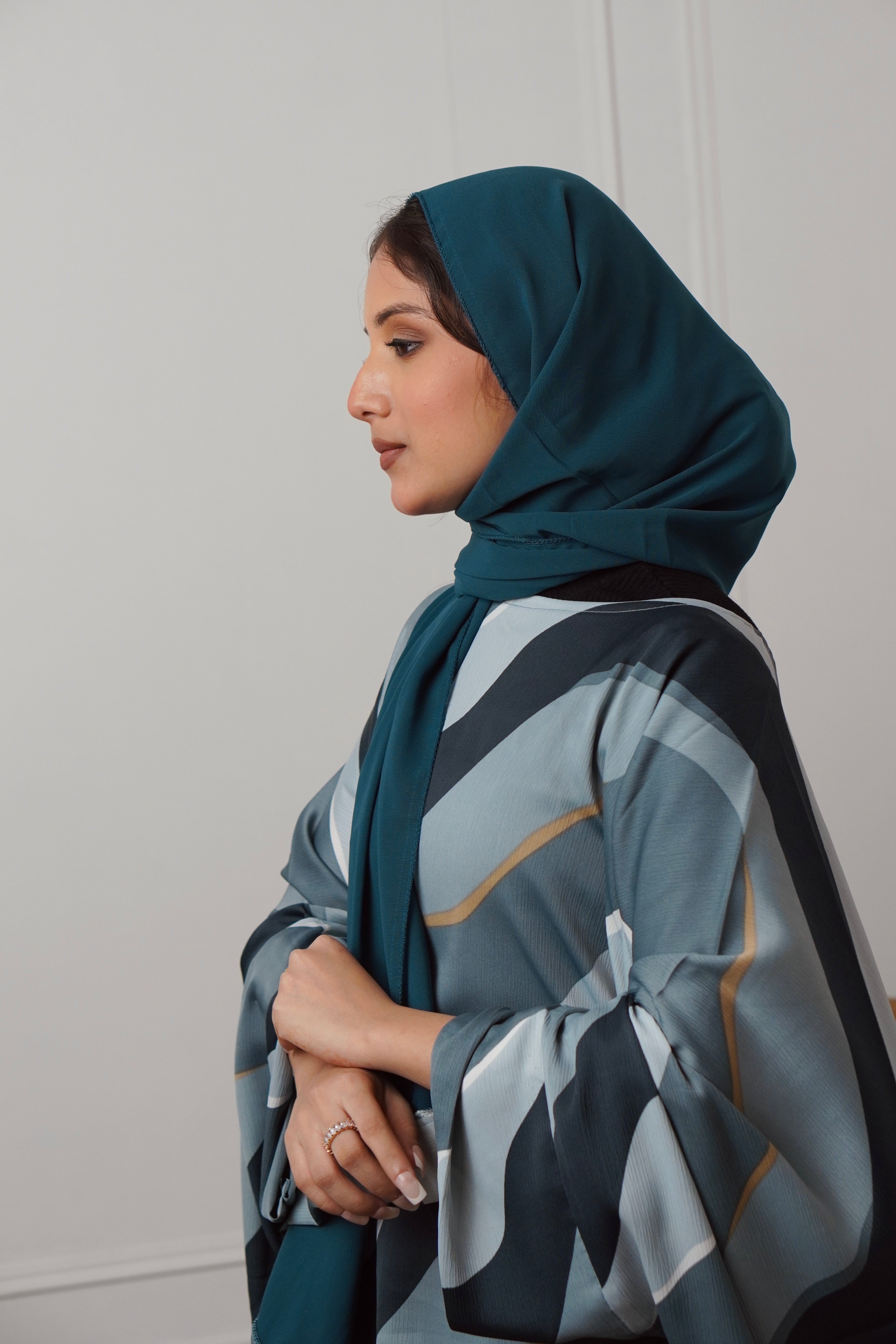 Y2K PRINTED ABAYAH - TURQUOISE