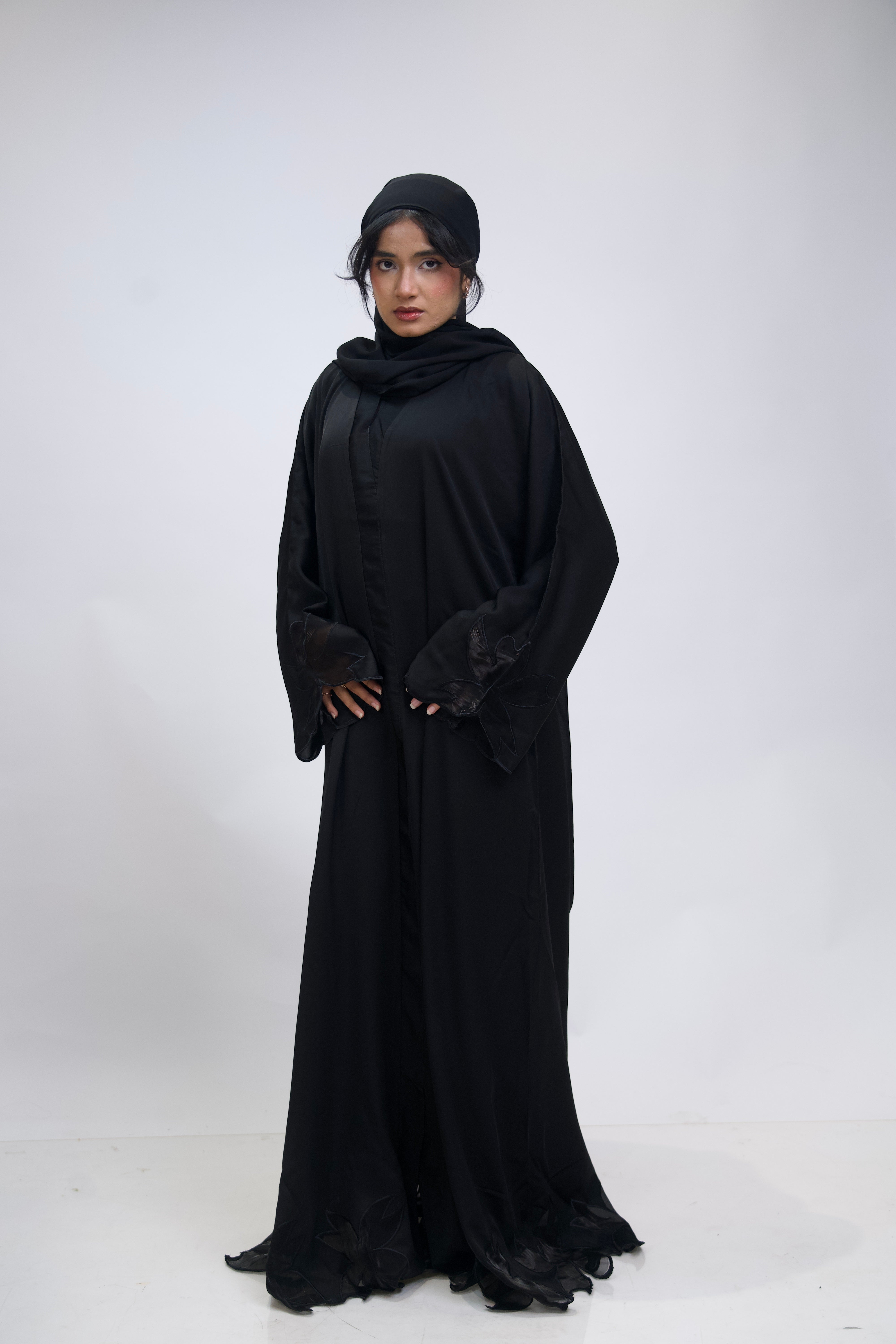 Black Cut Work Abayah