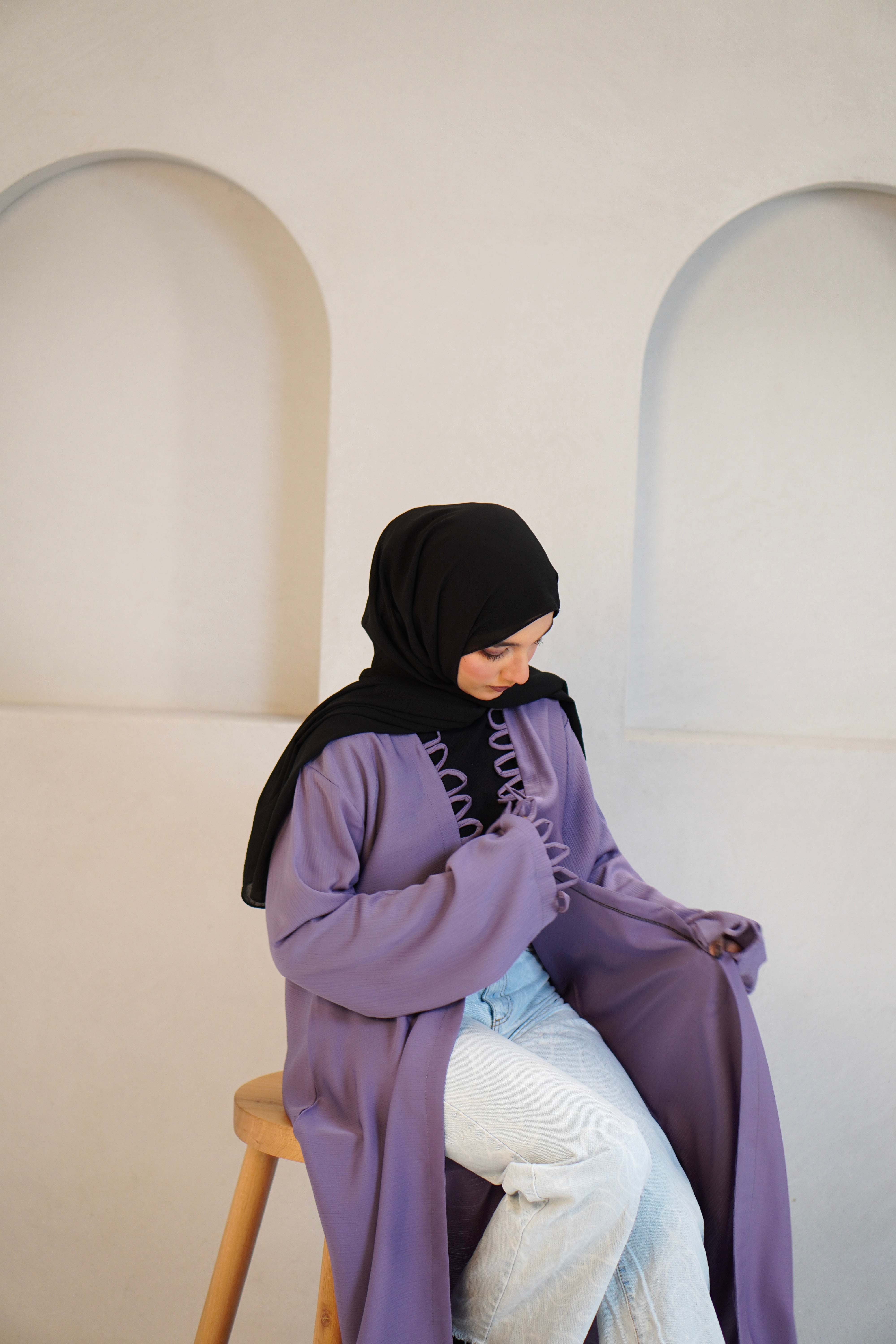 Tie Knot Shrug Abayah - Lavender
