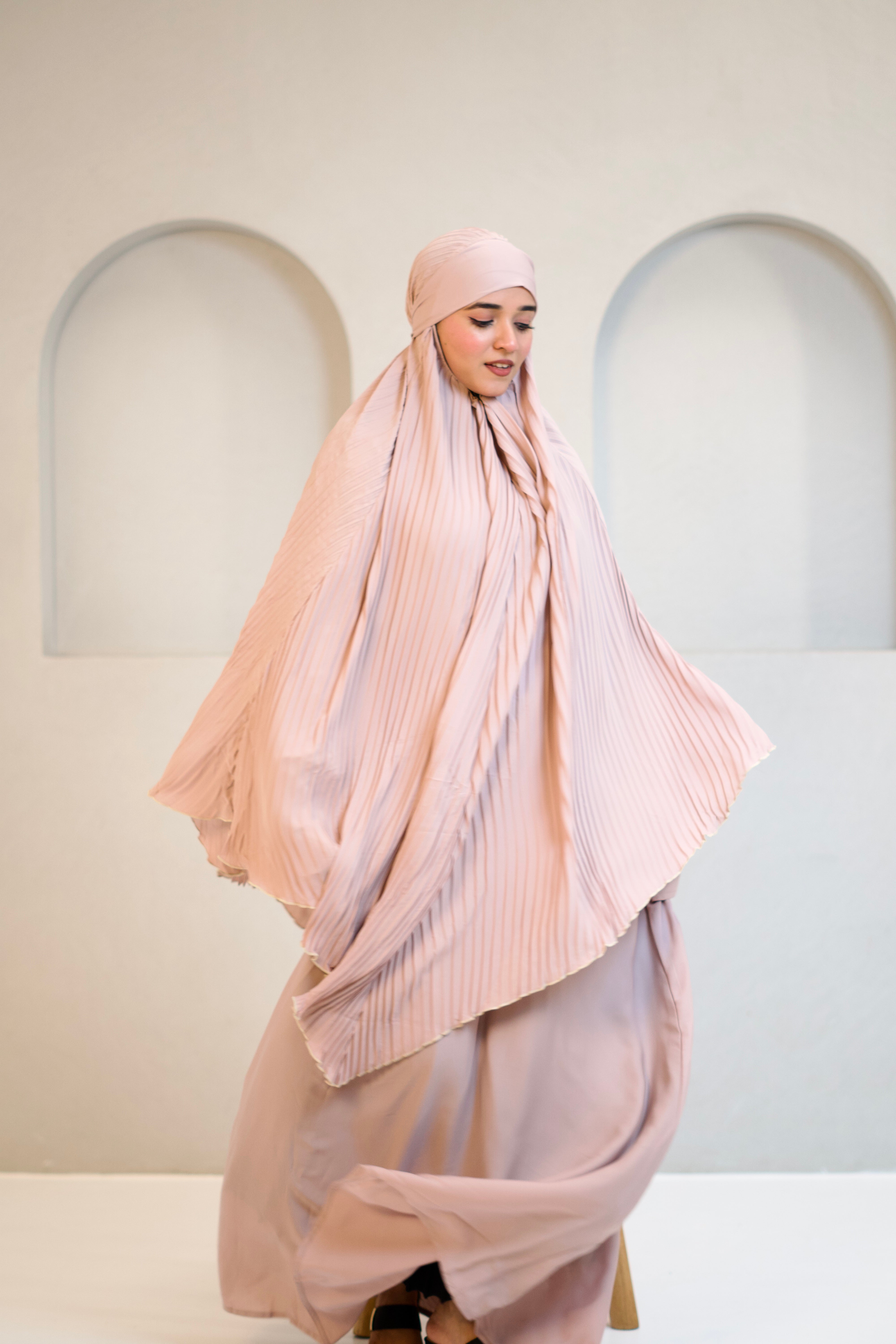 PLEATED KHIMAR SET