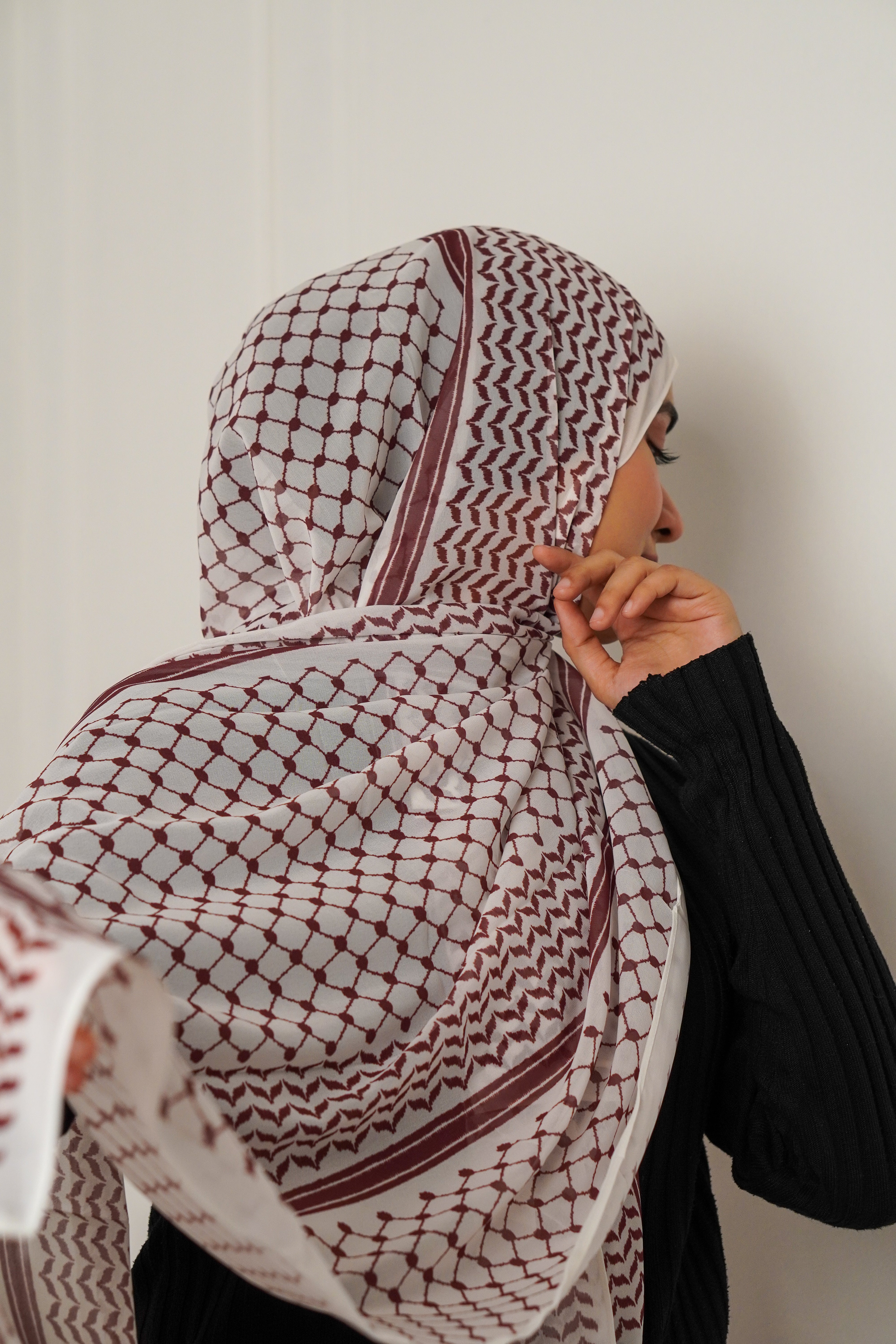 Keffiyeh Hijab - Maroon